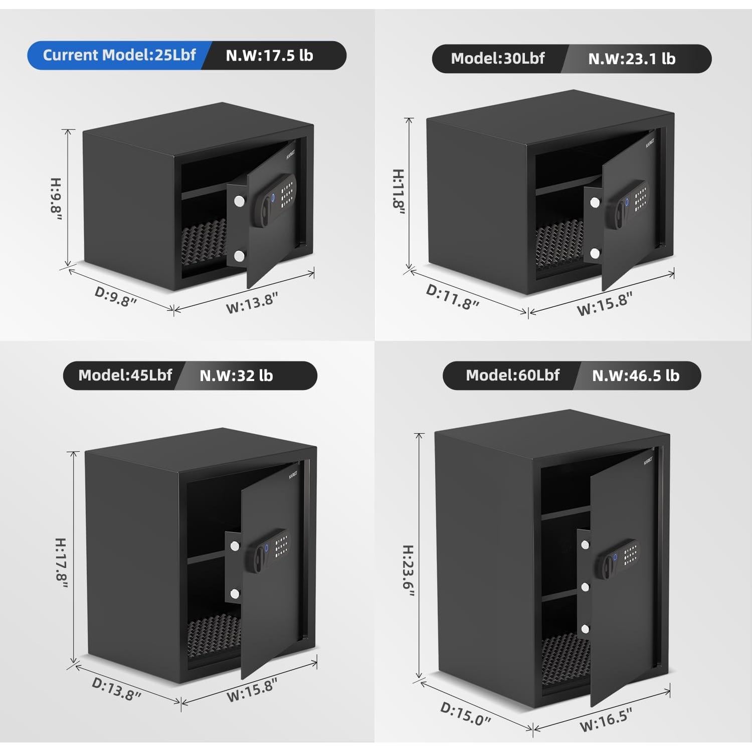 Caja Fuerte Biométrica KAPUCI 0.78 Pies³ con Pantalla Táctil