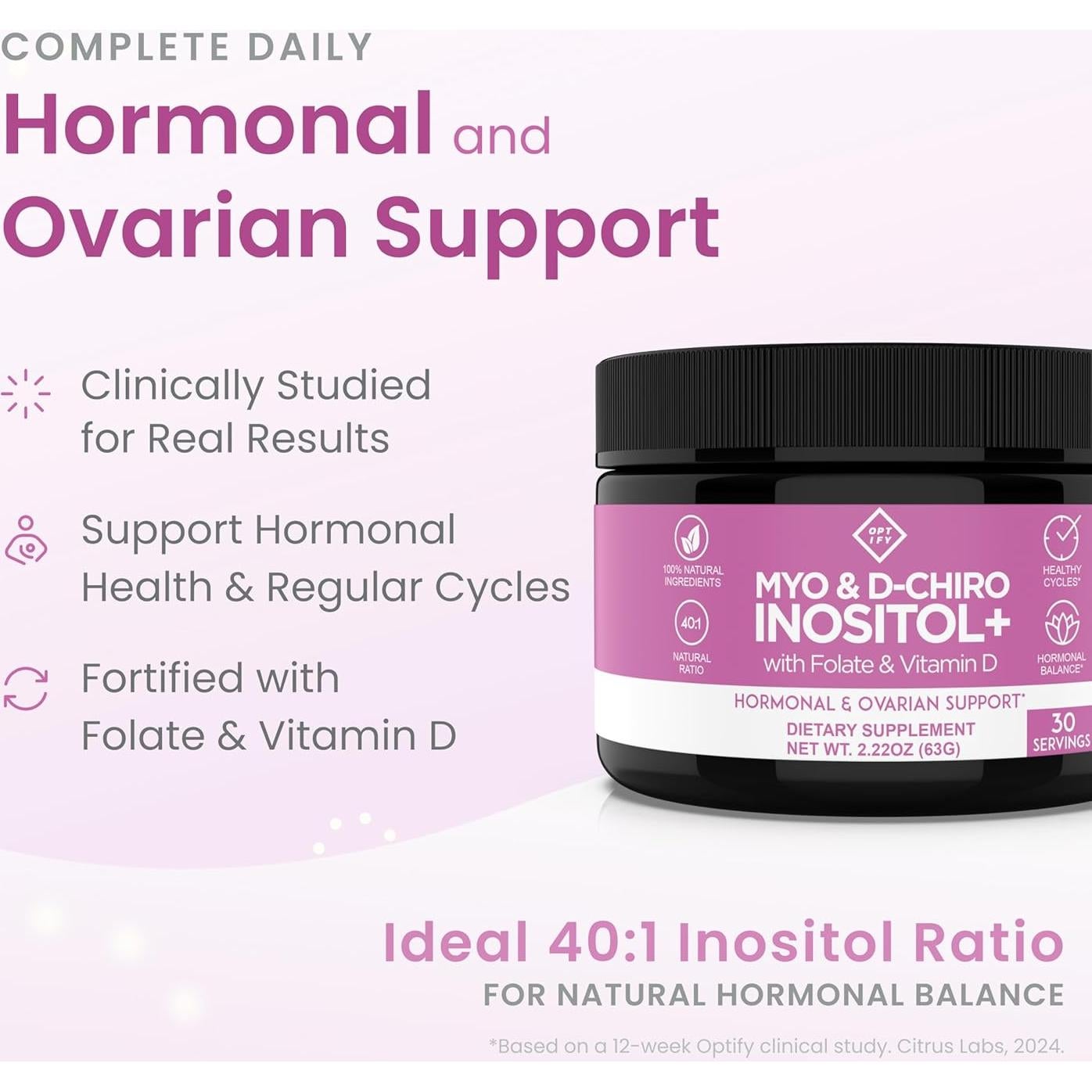 Suplemento de Inositol Premium Optify 61.68g - Equilibrio Hormonal