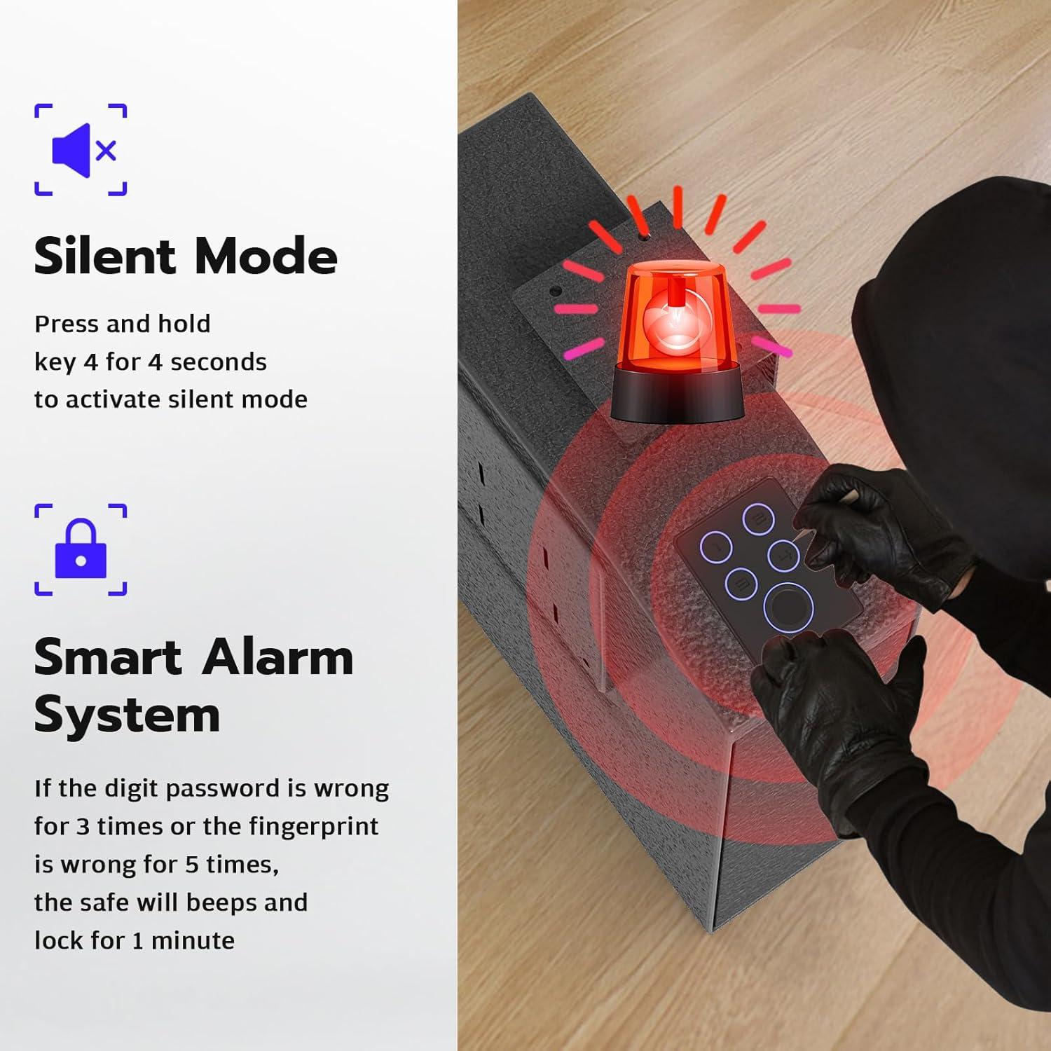 Caja Fuerte Biométrica Oarlike para Pistola con Acceso Rápido