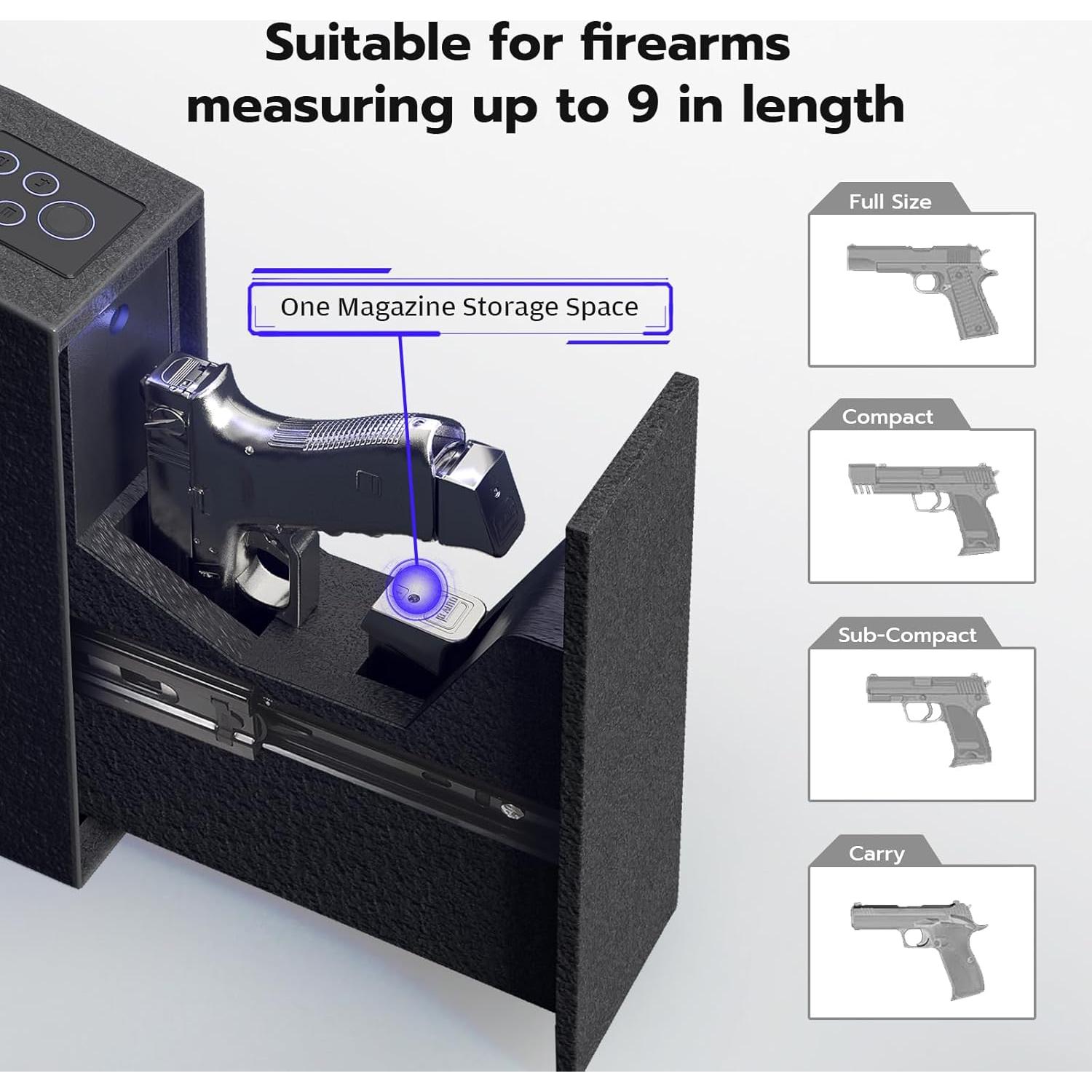 Caja Fuerte Biométrica Oarlike para Pistola con Acceso Rápido