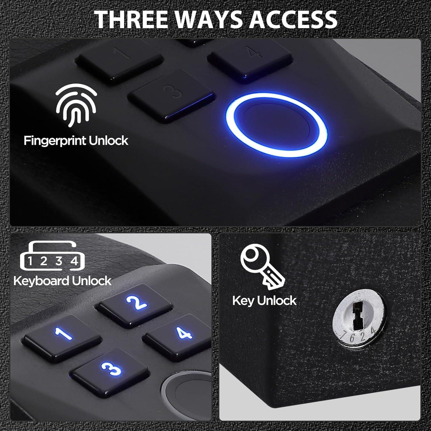 Caja Fuerte Biometrica Garvee para Pistolas 24.13 cm Acceso Rápido