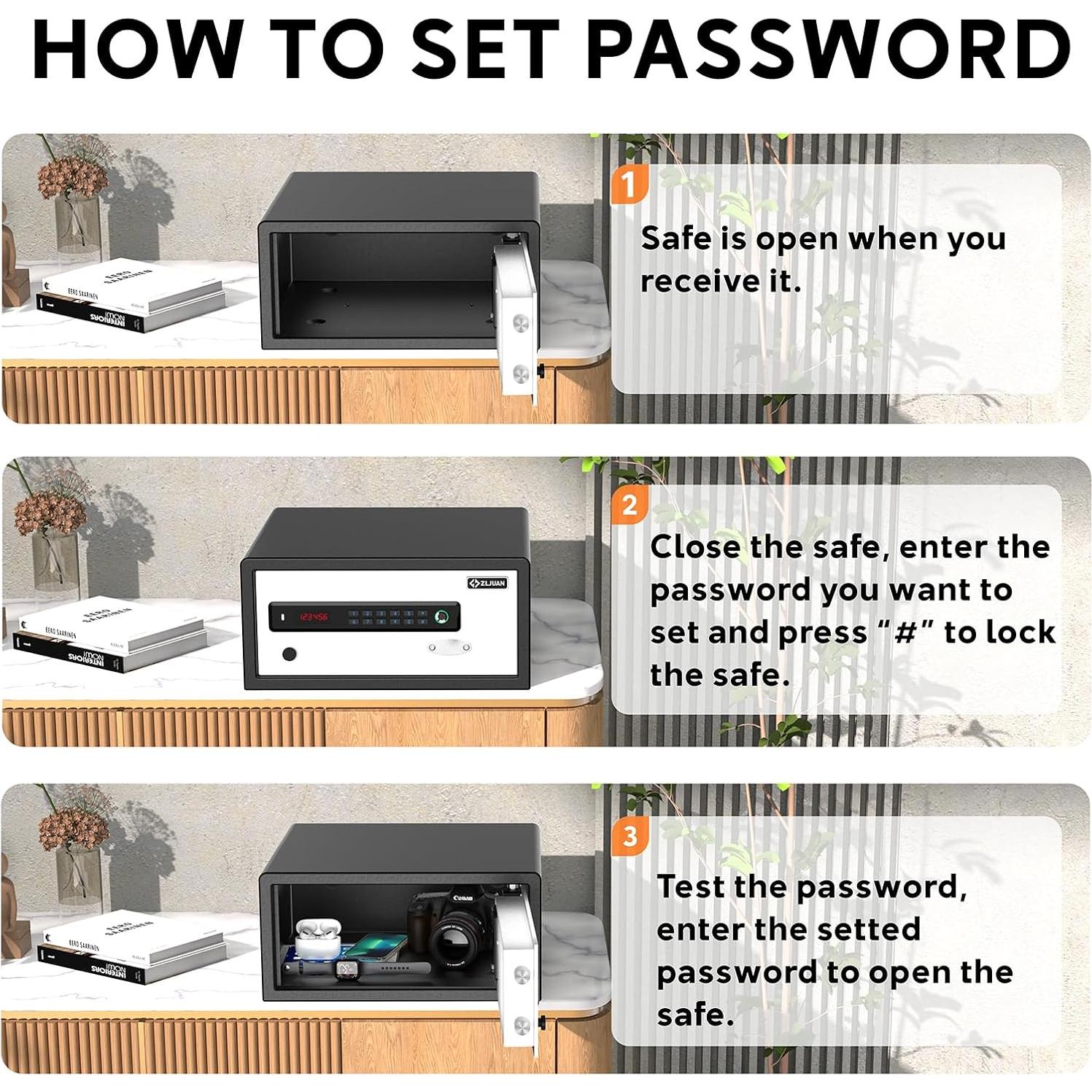 Caja Fuerte Biométrica Z ZLJUAN 1.1 Pies Cúbicos Blanca