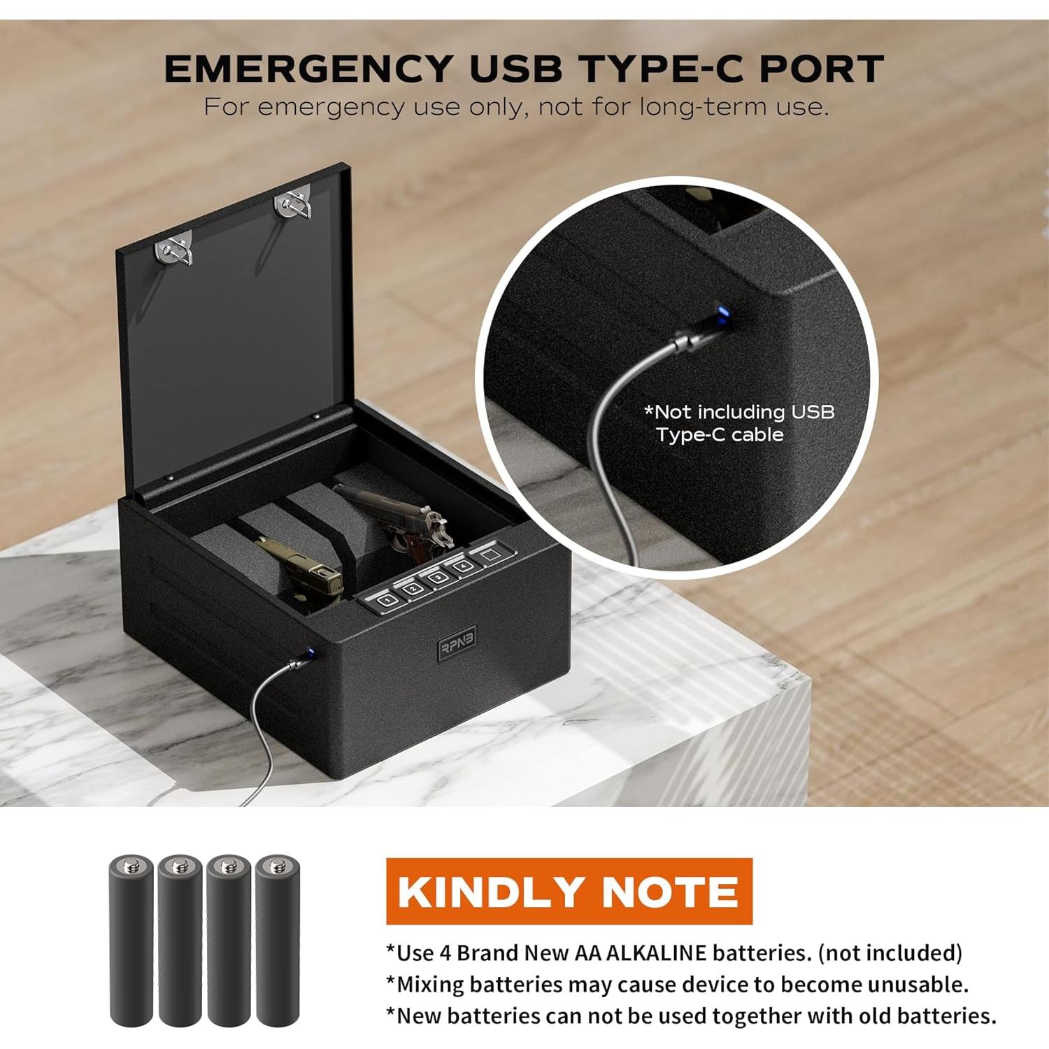 Caja Fuerte Deluxe RPNB para 4 Pistolas Biométrica 41.9x34.9x32.9 cm