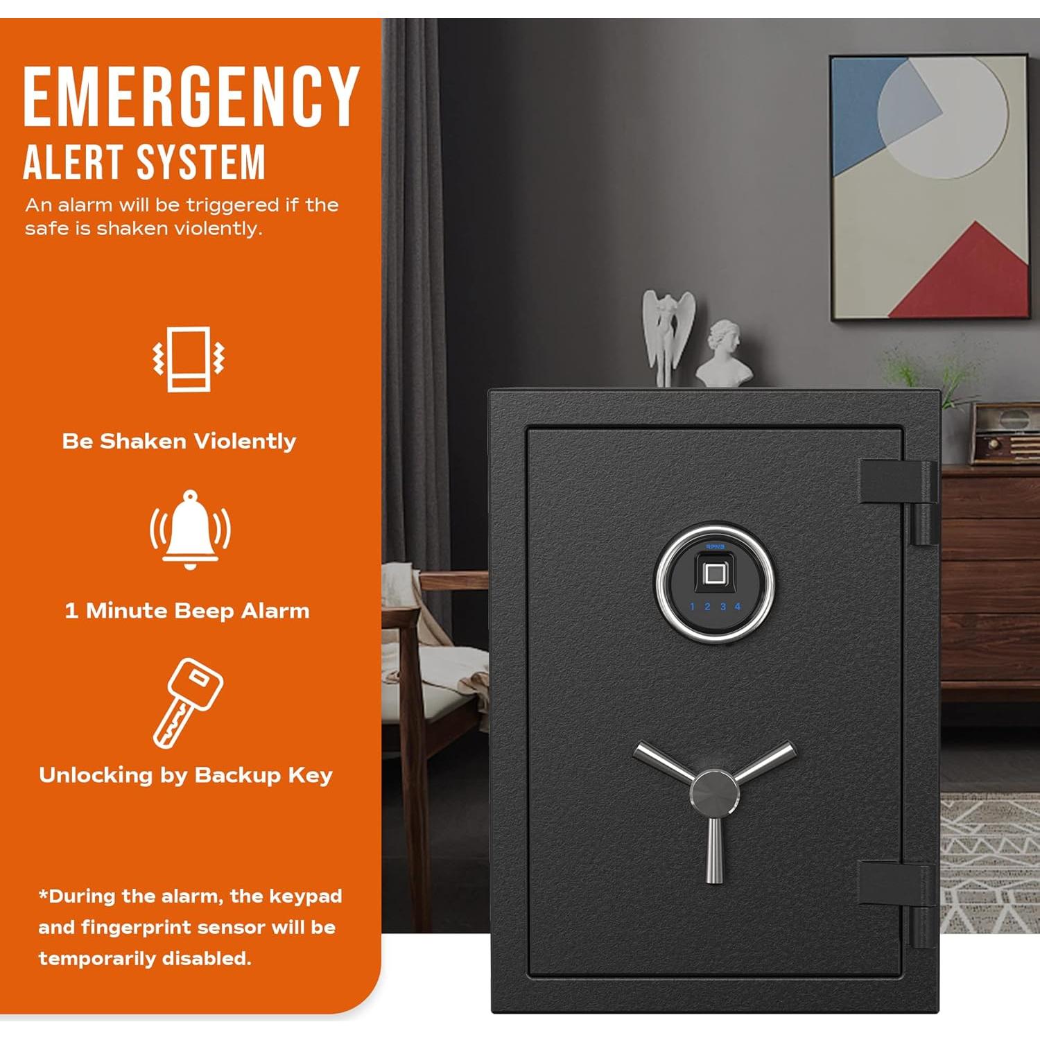 Caja Fuerte a Prueba de Fuego RPNB 36.6L con Huella Dactilar