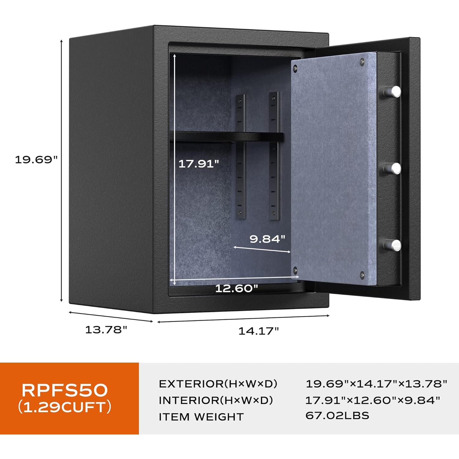 Caja Fuerte a Prueba de Fuego RPNB 36.6L con Huella Dactilar