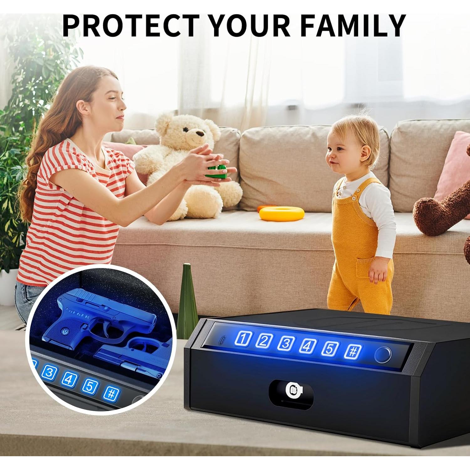 Caja Fuerte Biométrica ADIMO para Pistolas, Acceso Rápido