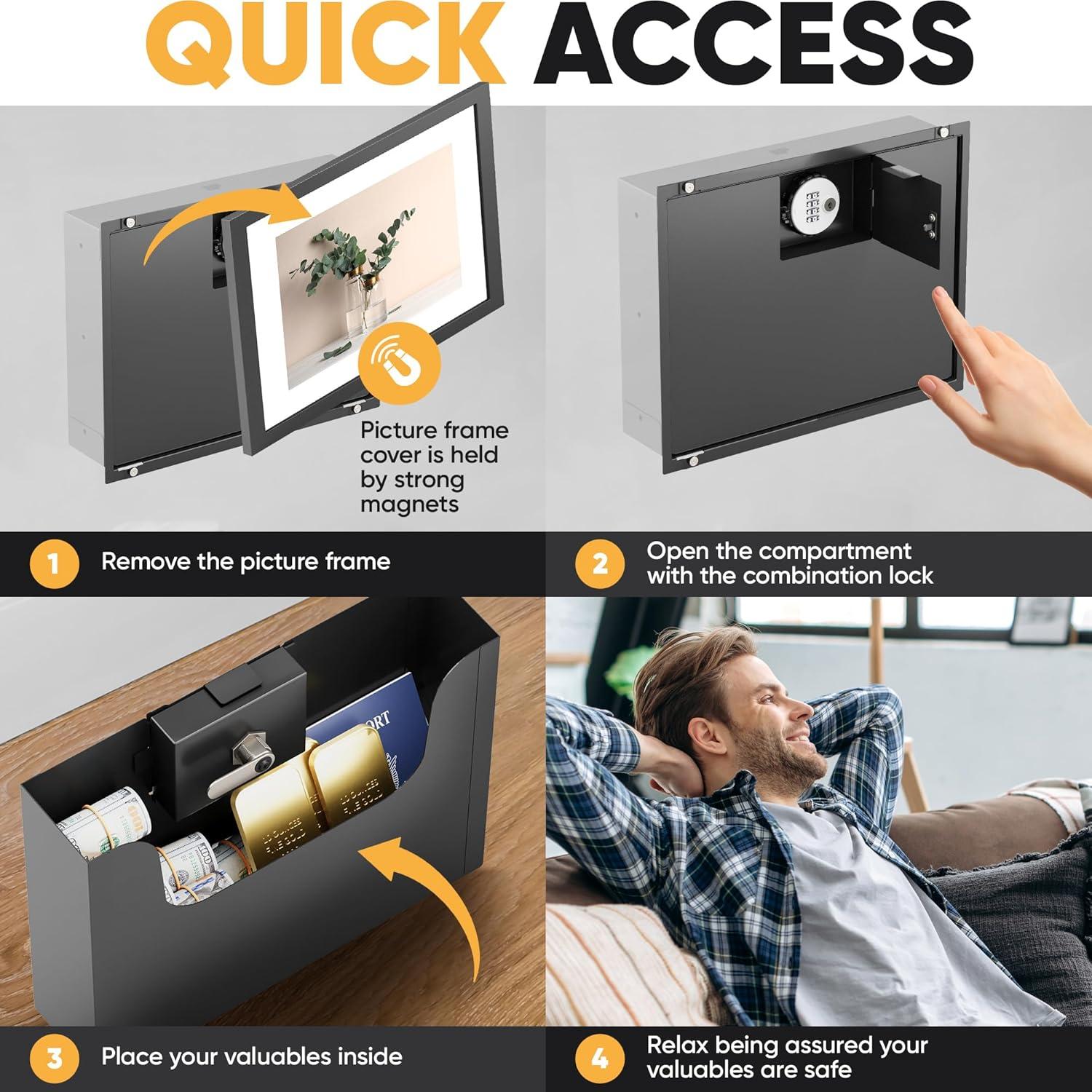 Caja Fuerte Oculta de Pared Elder Welder | 6,56 L | Cerradura de Combinación