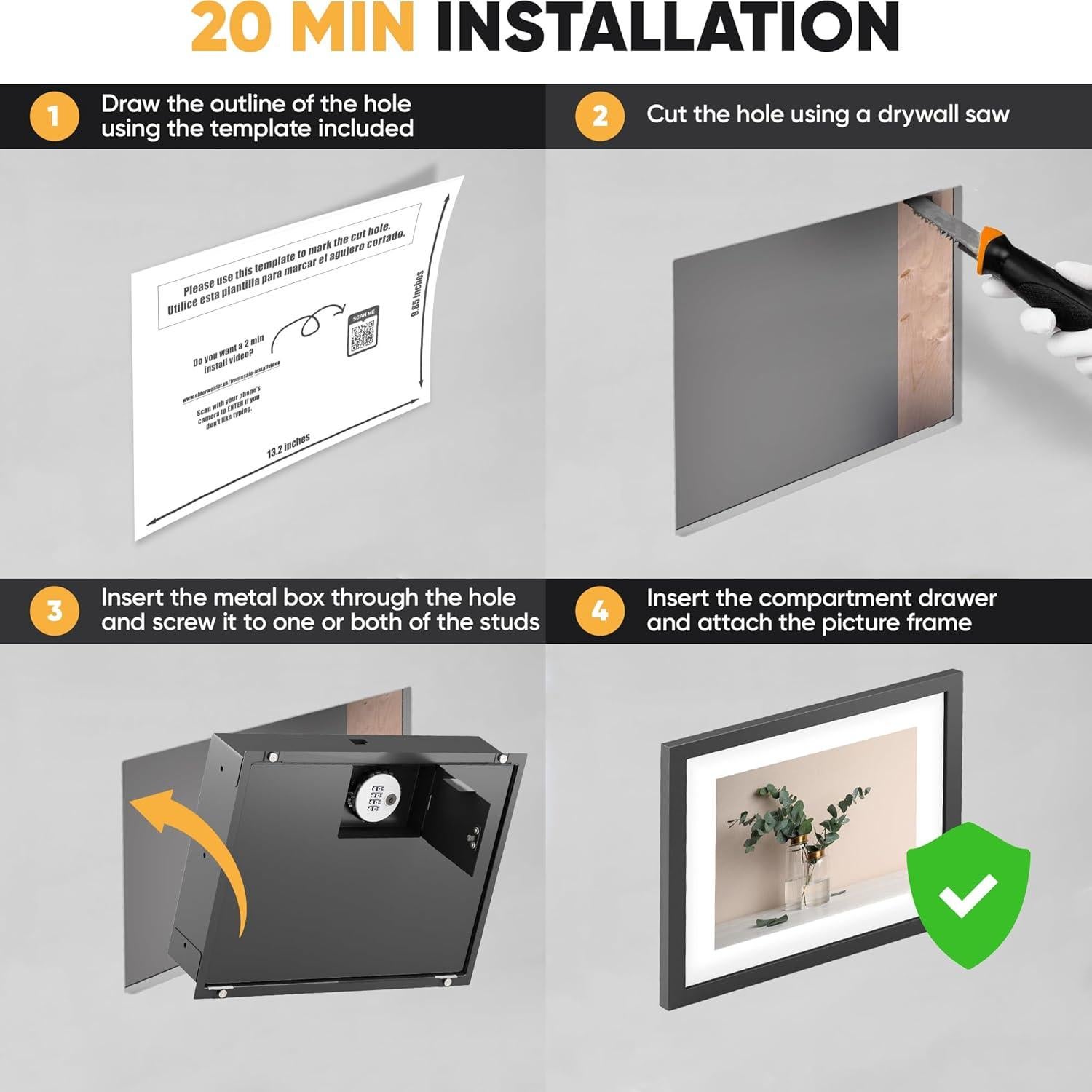 Caja Fuerte Oculta de Pared Elder Welder | 6,56 L | Cerradura de Combinación