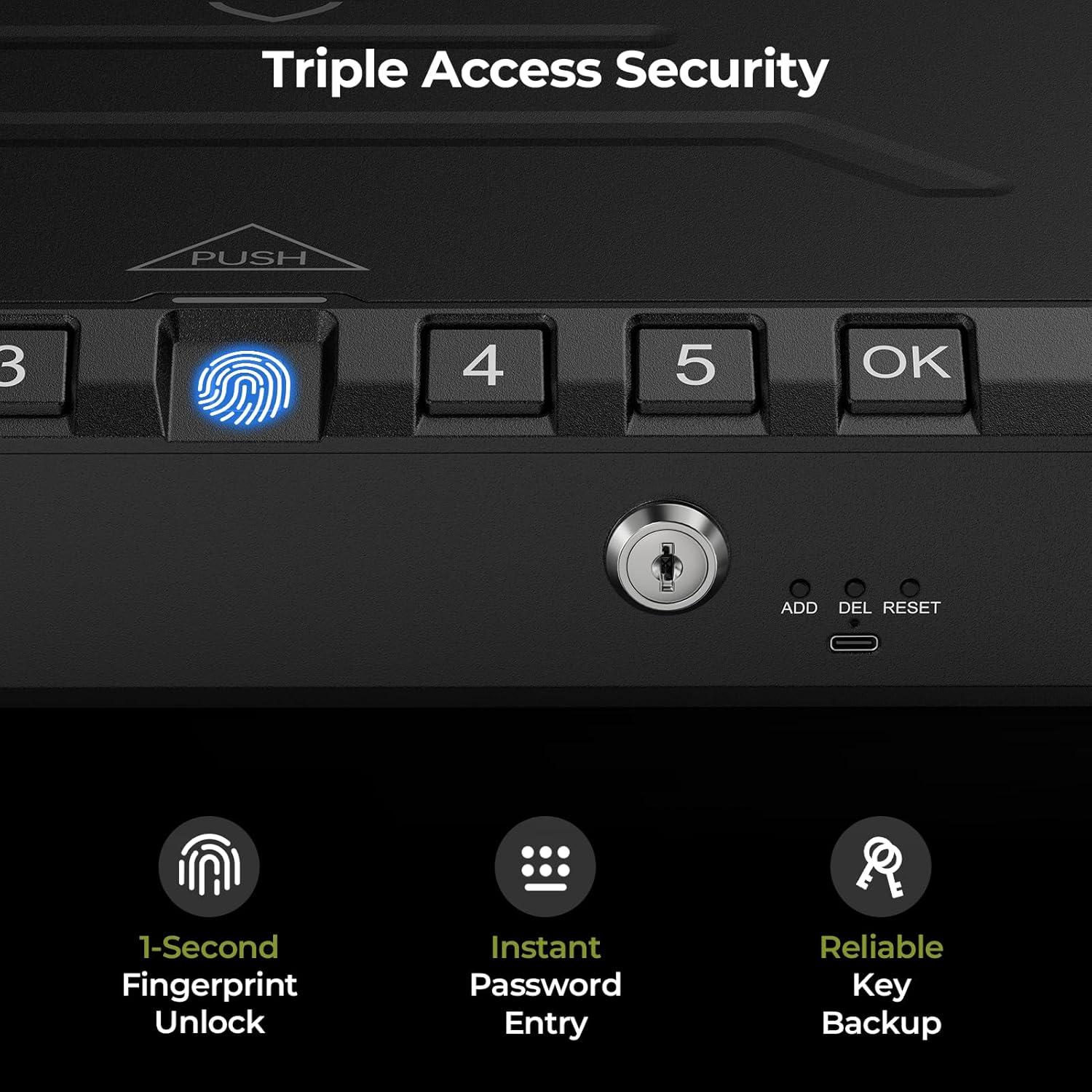 Caja Fuerte Biometrica ONNAIS Grande para Pistolas con Luz