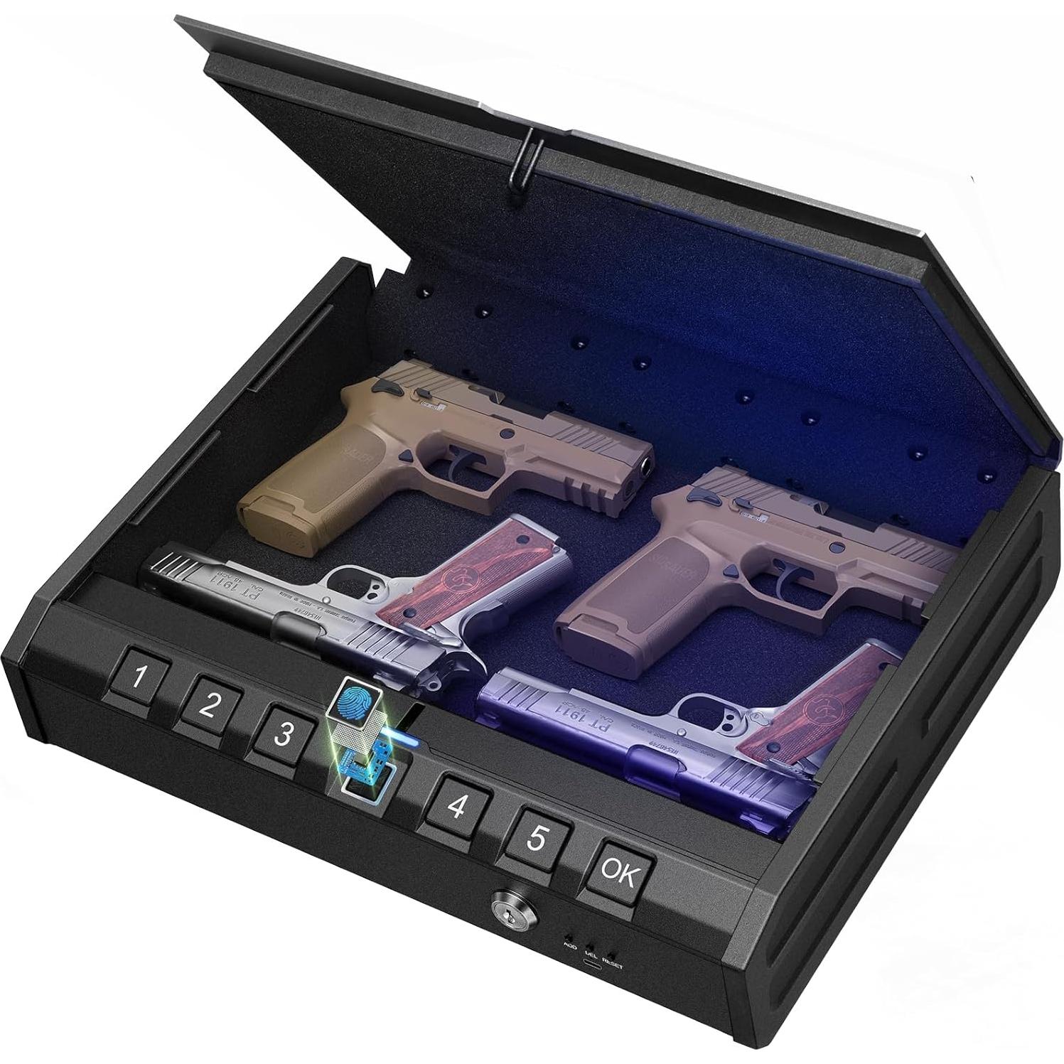 Caja Fuerte Biometrica ONNAIS Grande para Pistolas con Luz