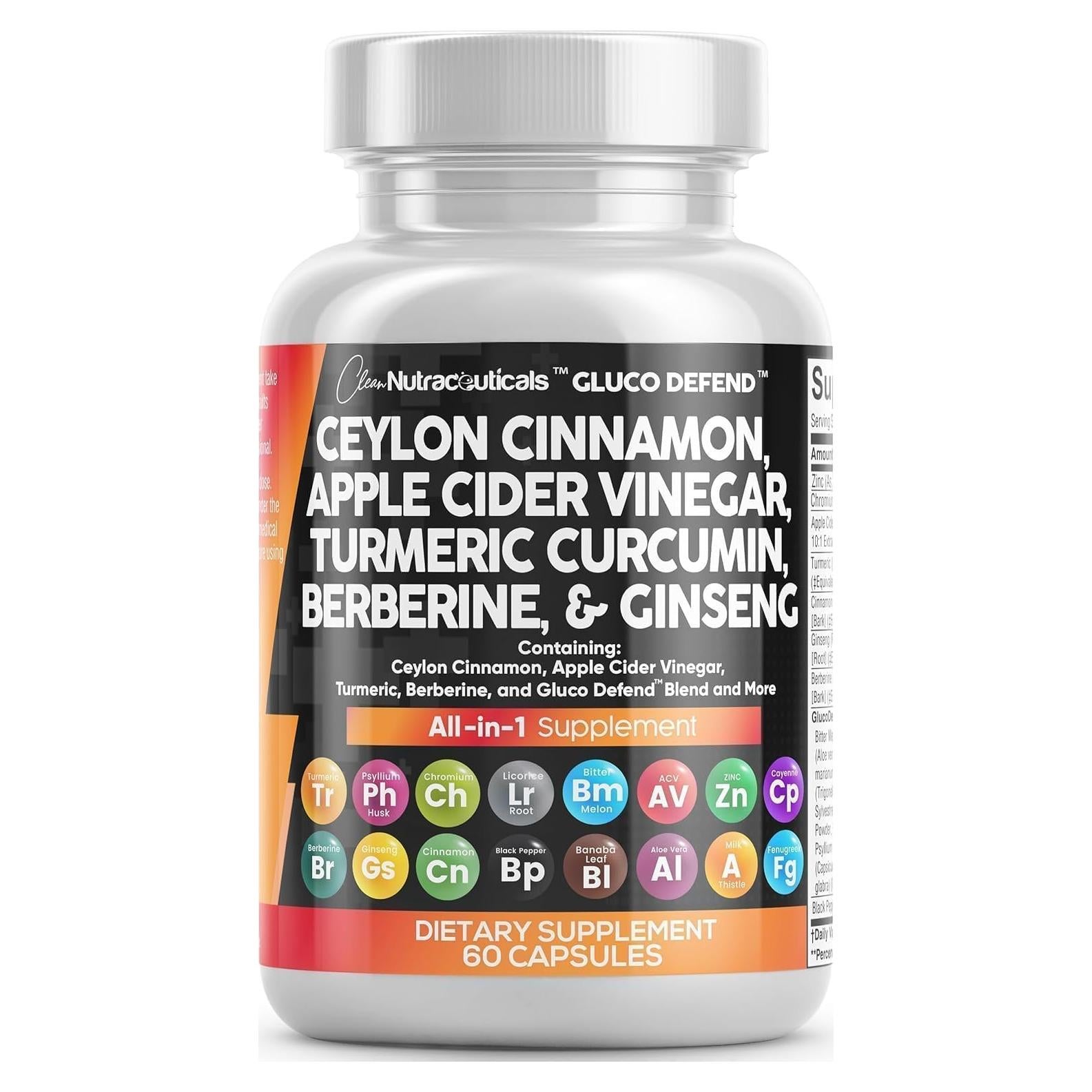 Suplemento Clean Nutraceuticals 16 en 1 Canela y ACV 60 Cápsulas