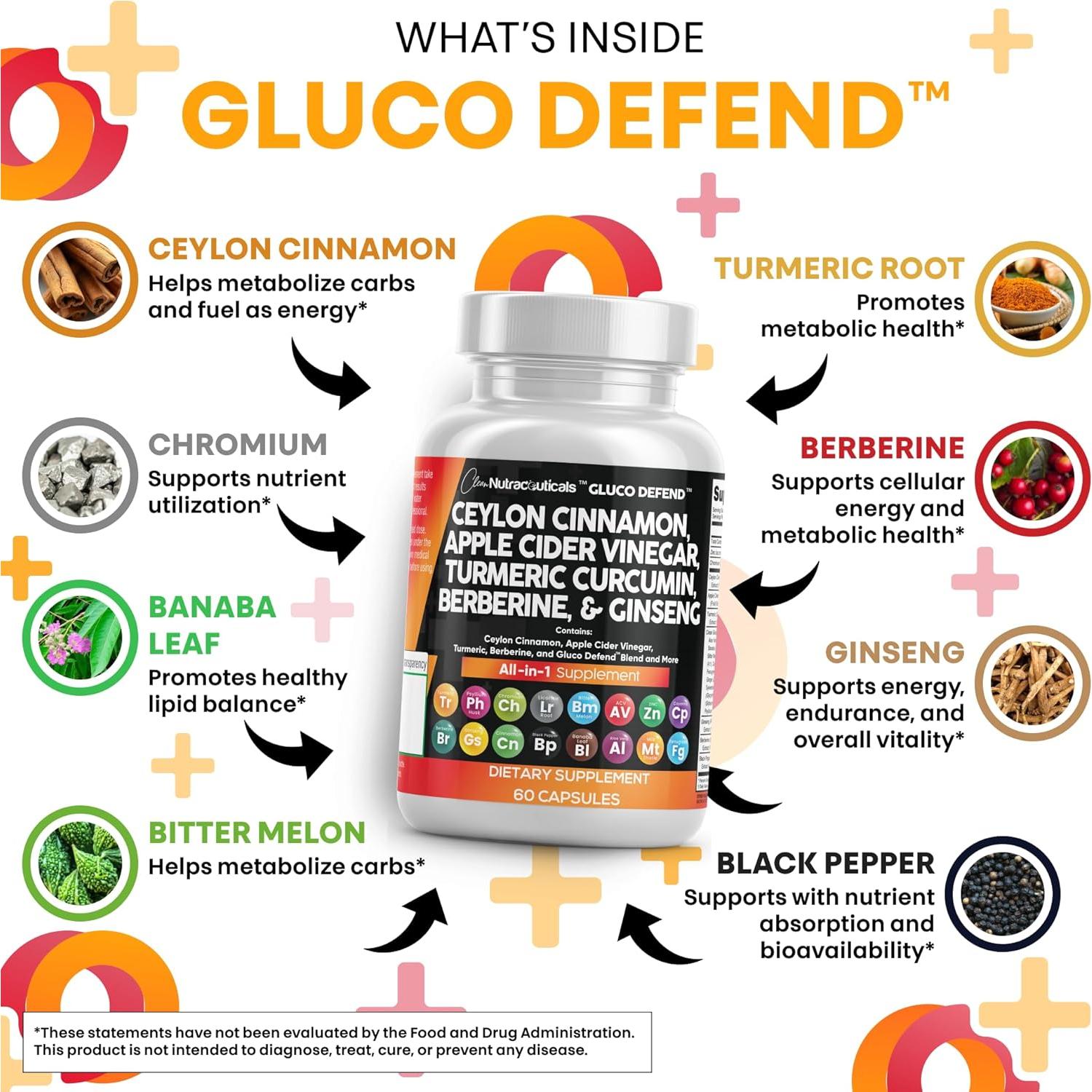 Suplemento Clean Nutraceuticals 16 en 1 Canela y ACV 60 Cápsulas