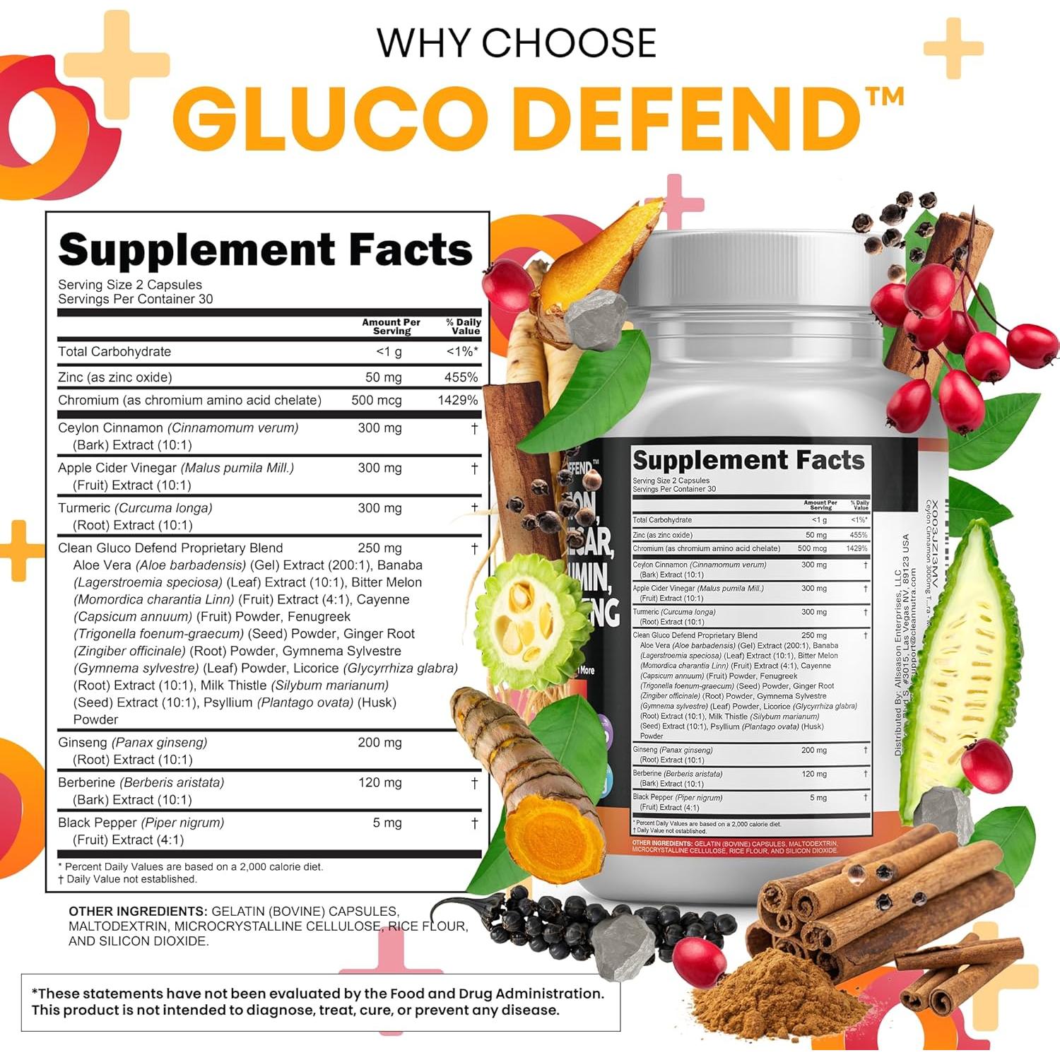 Suplemento Clean Nutraceuticals 16 en 1 Canela y ACV 60 Cápsulas