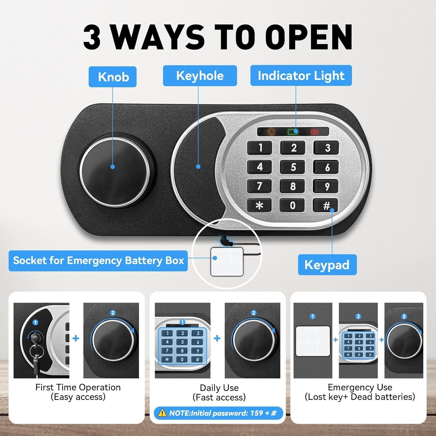 Caja Fuerte Pequeña ToruKeep 1.8 Pies Cúbicos Antirrobo