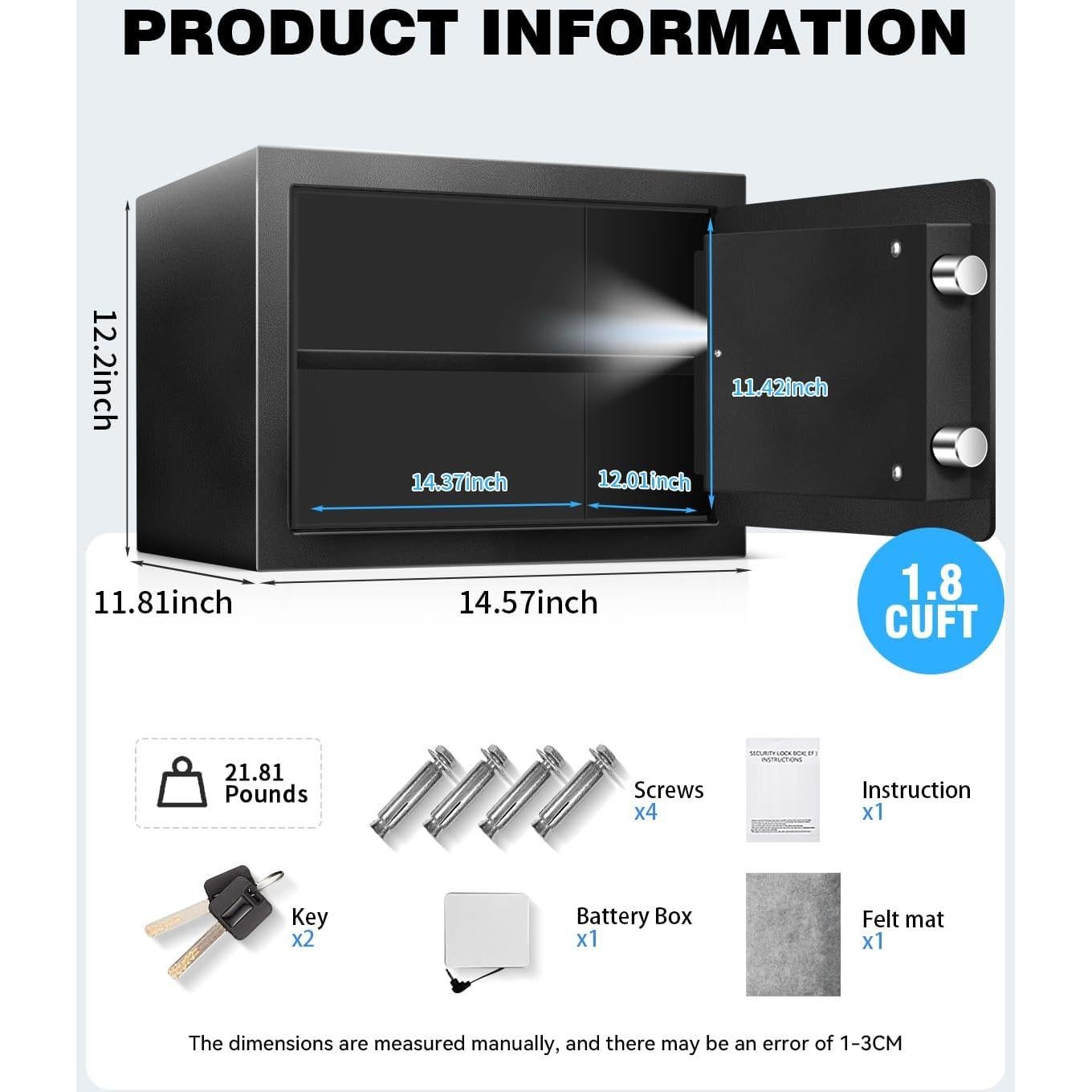 Caja Fuerte HOLOJOY 1.8 Pies Cúbicos Resistente al Fuego