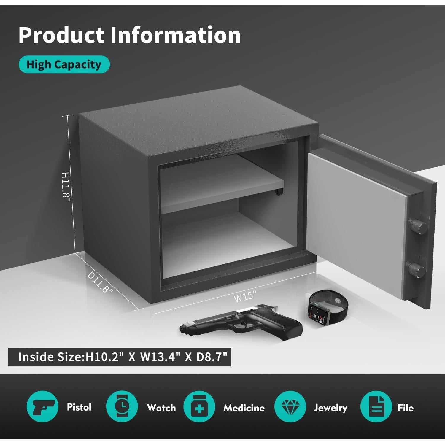 Caja de Seguridad AEGIS 1.2 pies³ a Prueba de Fuego con Huella Digital