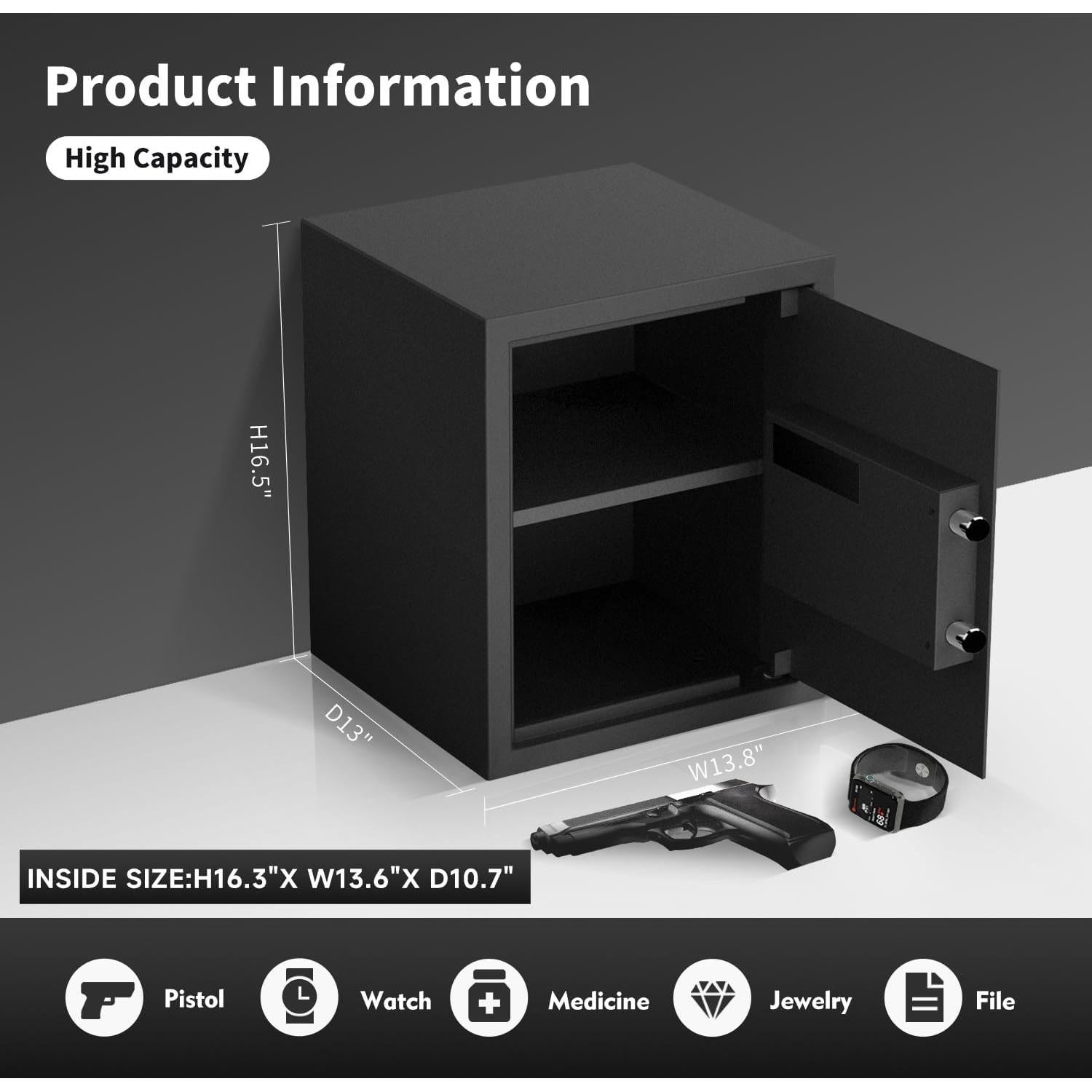 Caja de Seguridad AEGIS 1.2 pies³ a Prueba de Fuego con Huella Digital