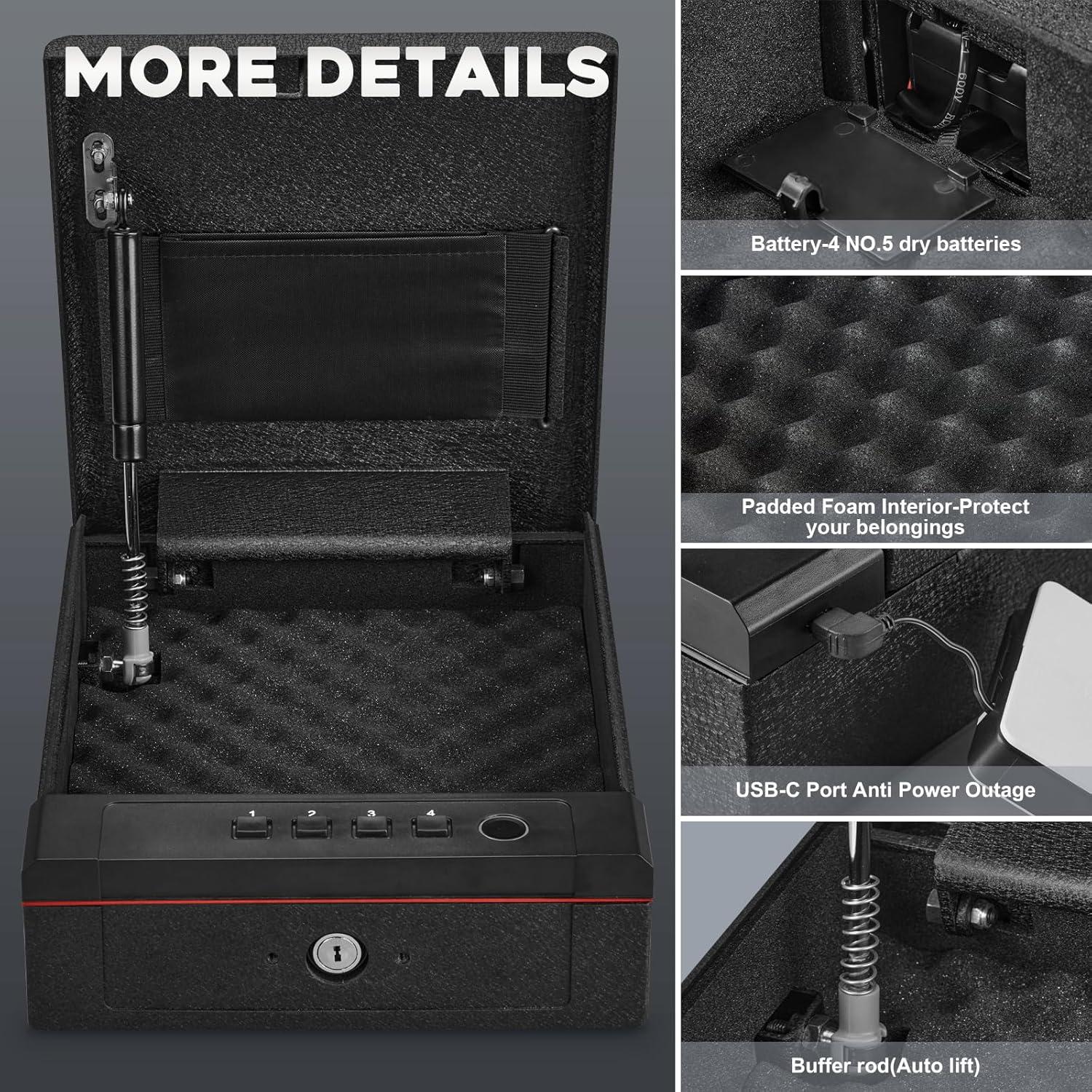 Caja Fuerte Biométrica para Armas Domenow GS-07, 32.3x24.1cm