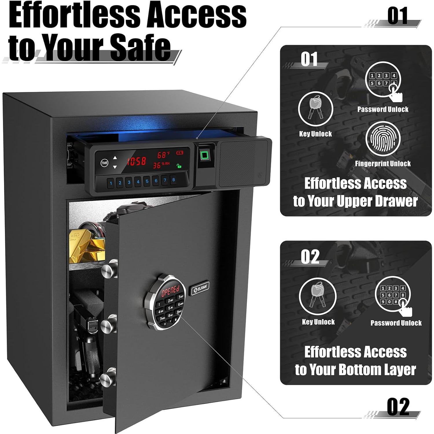 Caja Fuerte Biométrica Z ZLJUAN Doble Capa 2 Pies Cúbicos