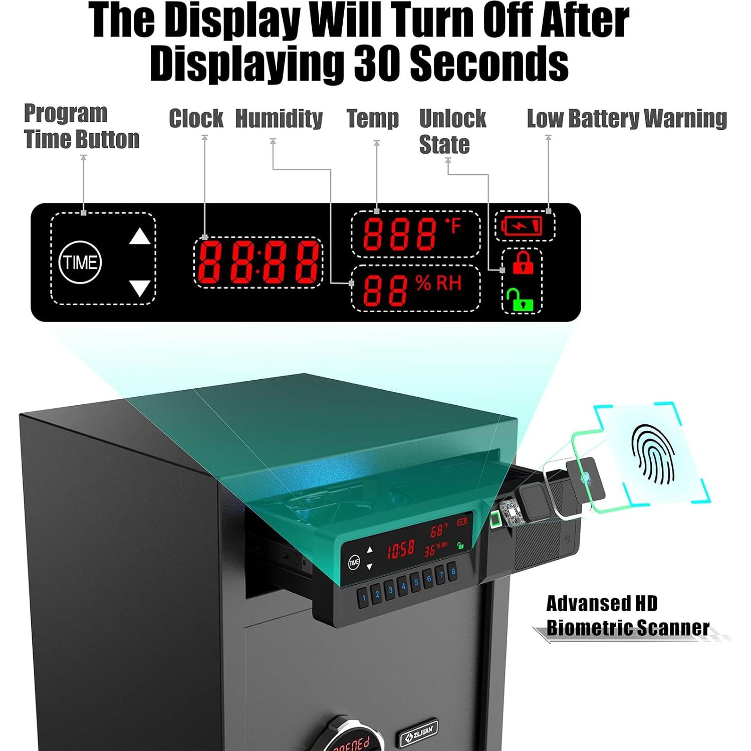 Caja Fuerte Biométrica Z ZLJUAN Doble Capa 2 Pies Cúbicos