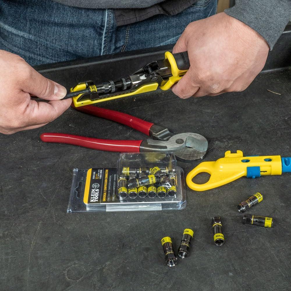 Conectores F Klein Tools VDV812-606 para Cable Coaxial RG6, Paquete de 10