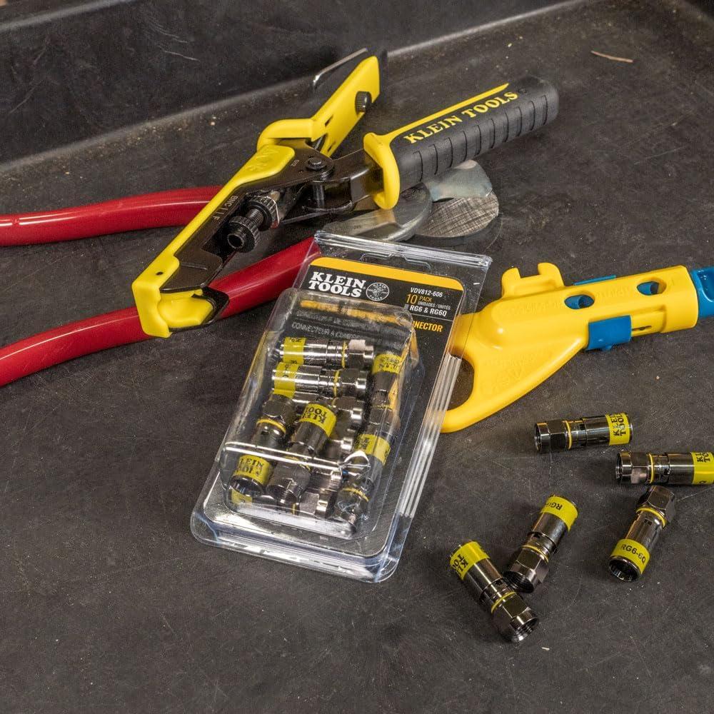 Conectores F Klein Tools VDV812-606 para Cable Coaxial RG6, Paquete de 10