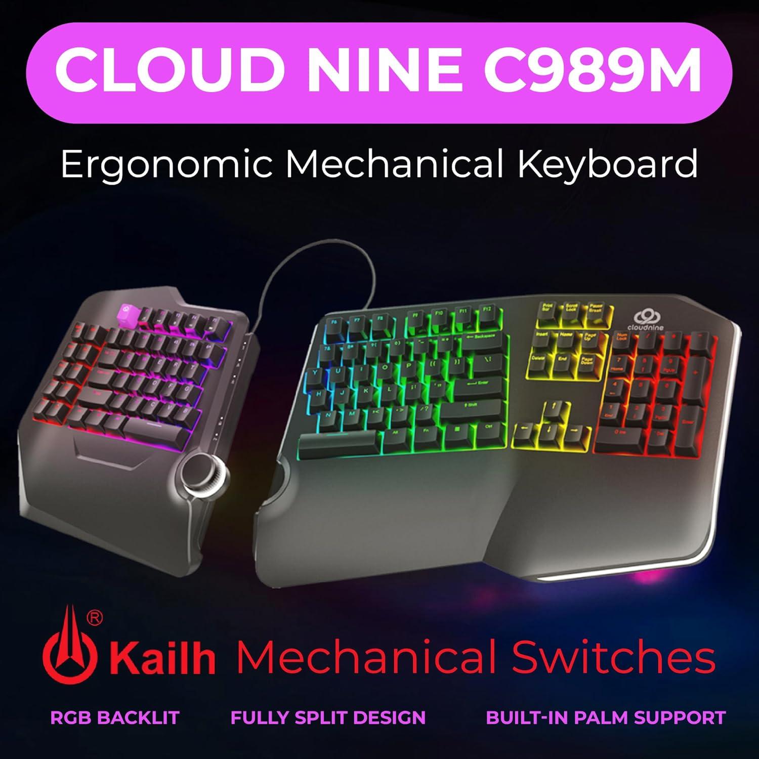 Teclado Mecánico Ergonómico Cloud Nine C989M - RGB USB