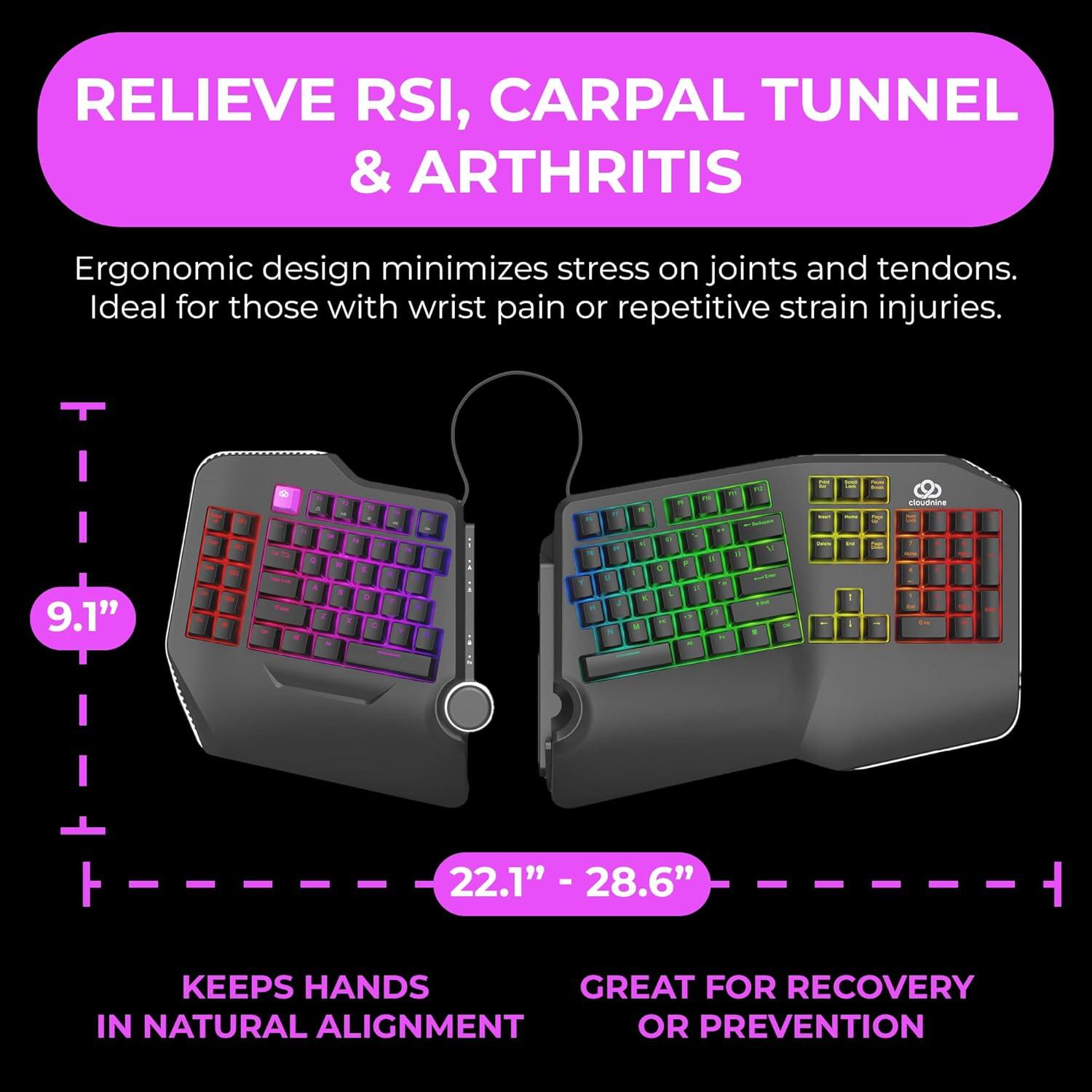 Teclado Mecánico Ergonómico Cloud Nine C989M - RGB USB