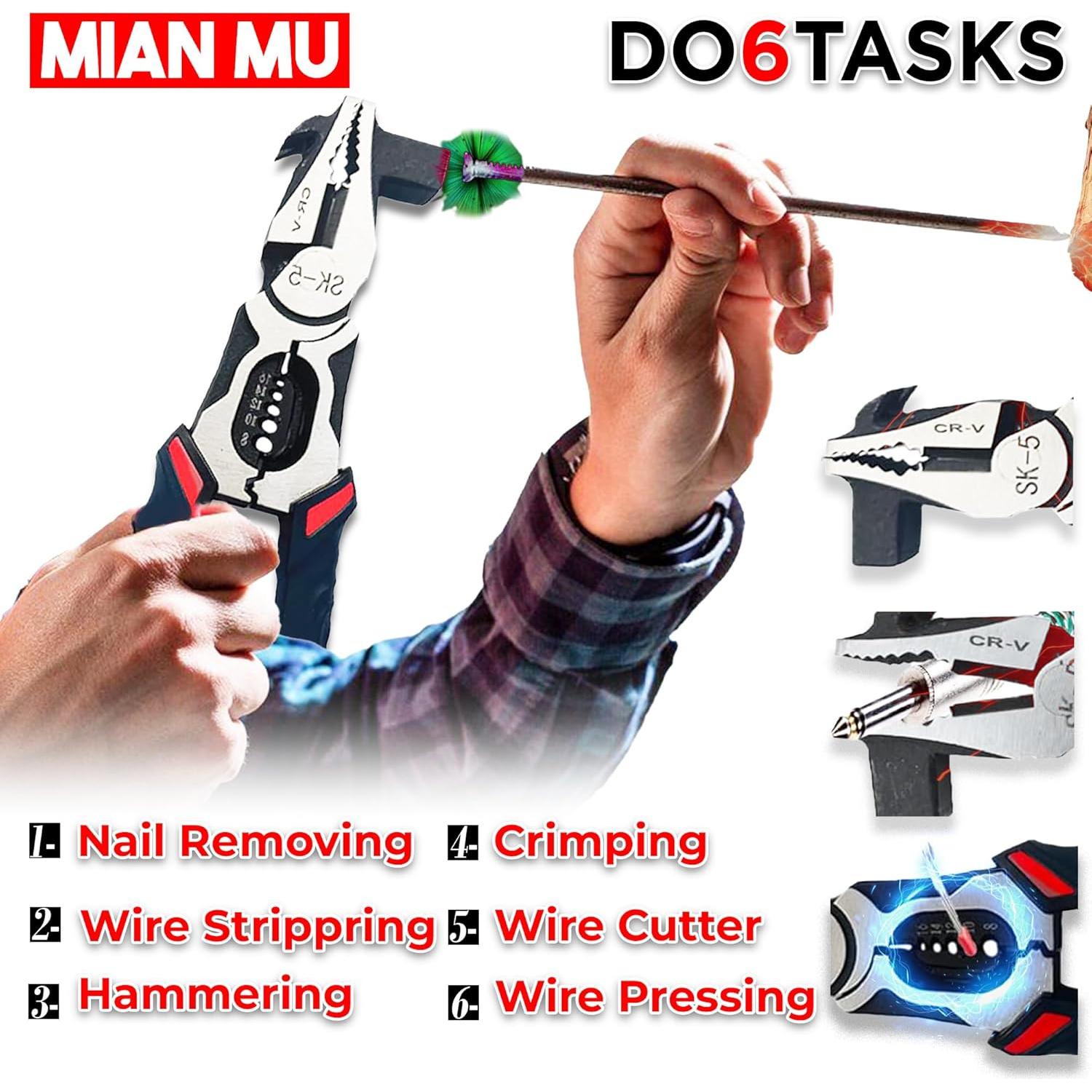 Alicate Multifuncional 6 en 1 MIAN MU 20.32 cm con Probador