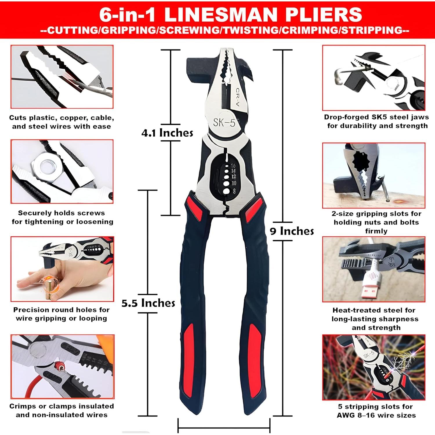 Alicate Multifuncional 6 en 1 MIAN MU 20.32 cm con Probador