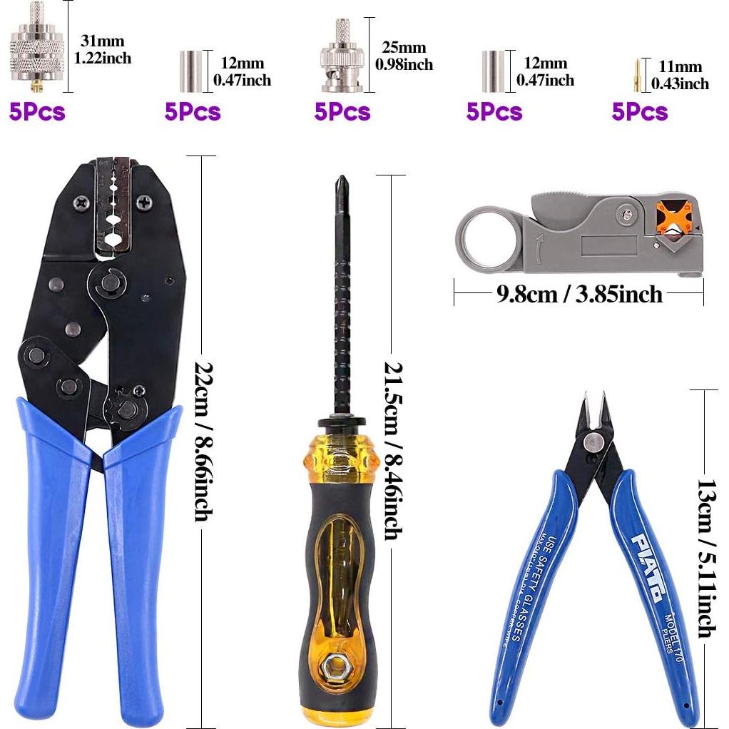 Kit de Herramientas Coaxiales Swpeet 14 Pcs con Crimpadora