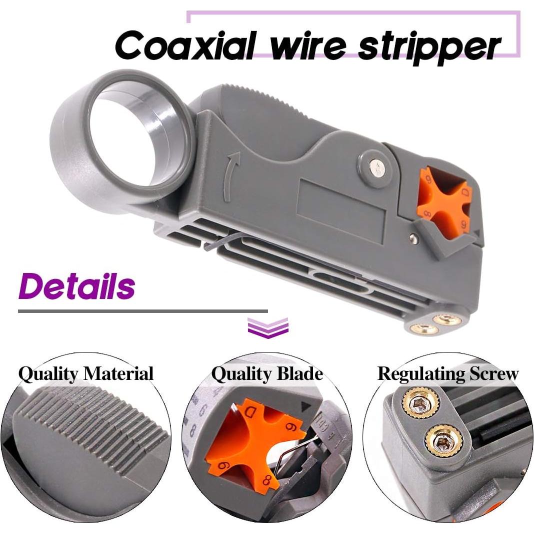 Kit de Herramientas Coaxiales Swpeet 14 Pcs con Crimpadora