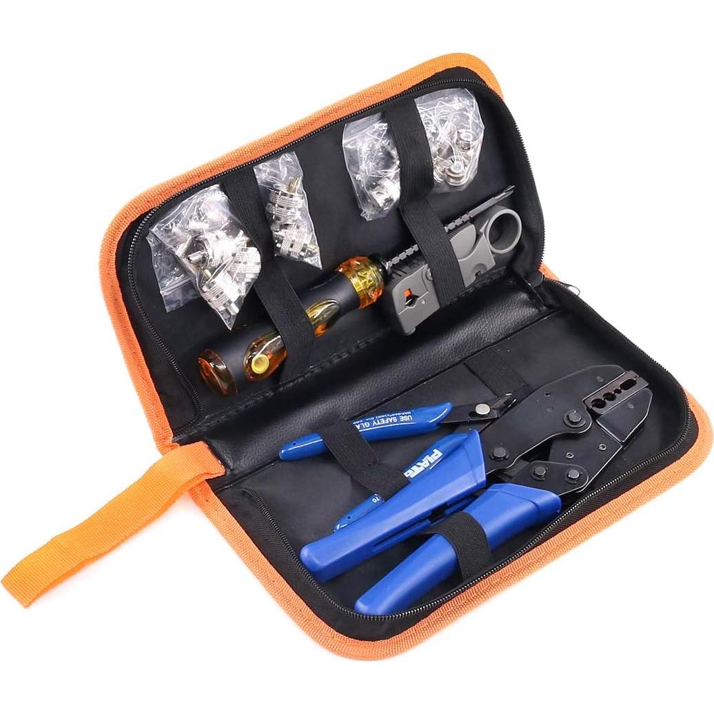 Kit de Herramientas Coaxiales Swpeet 14 Pcs con Crimpadora