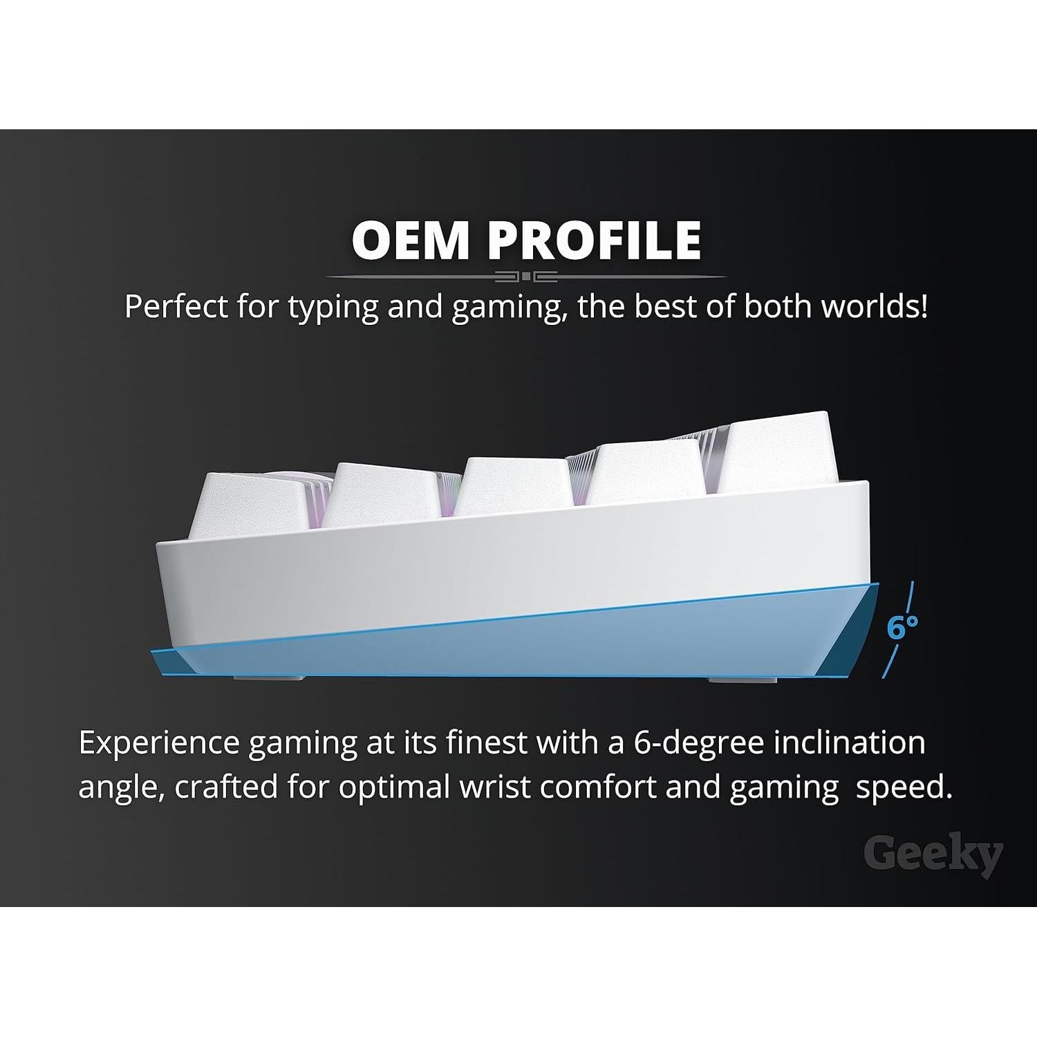 Teclado Mecánico Geeky GK61 60% RGB Blanco Speed Silver