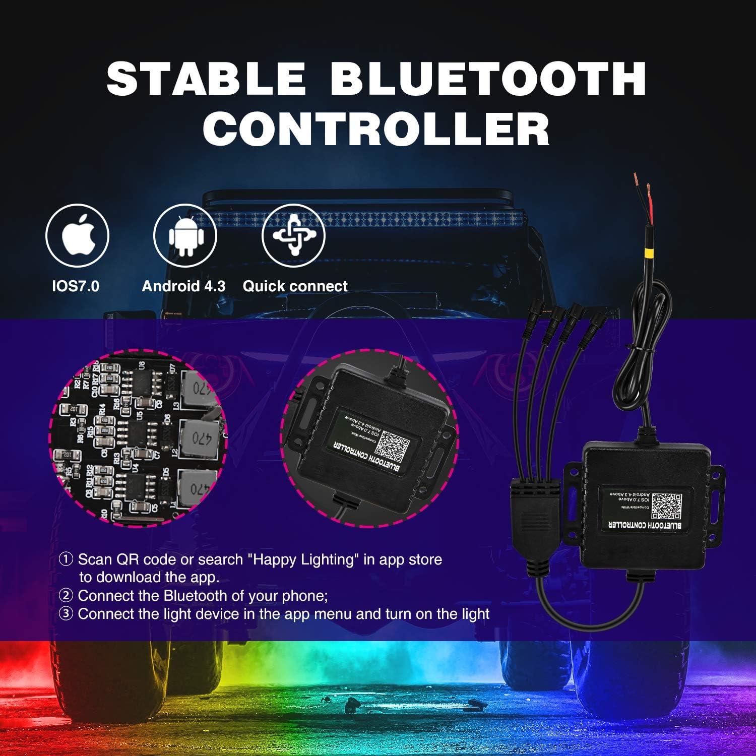 Kit de Luces LED RGB Nilight 4 Pods Bluetooth Impermeables