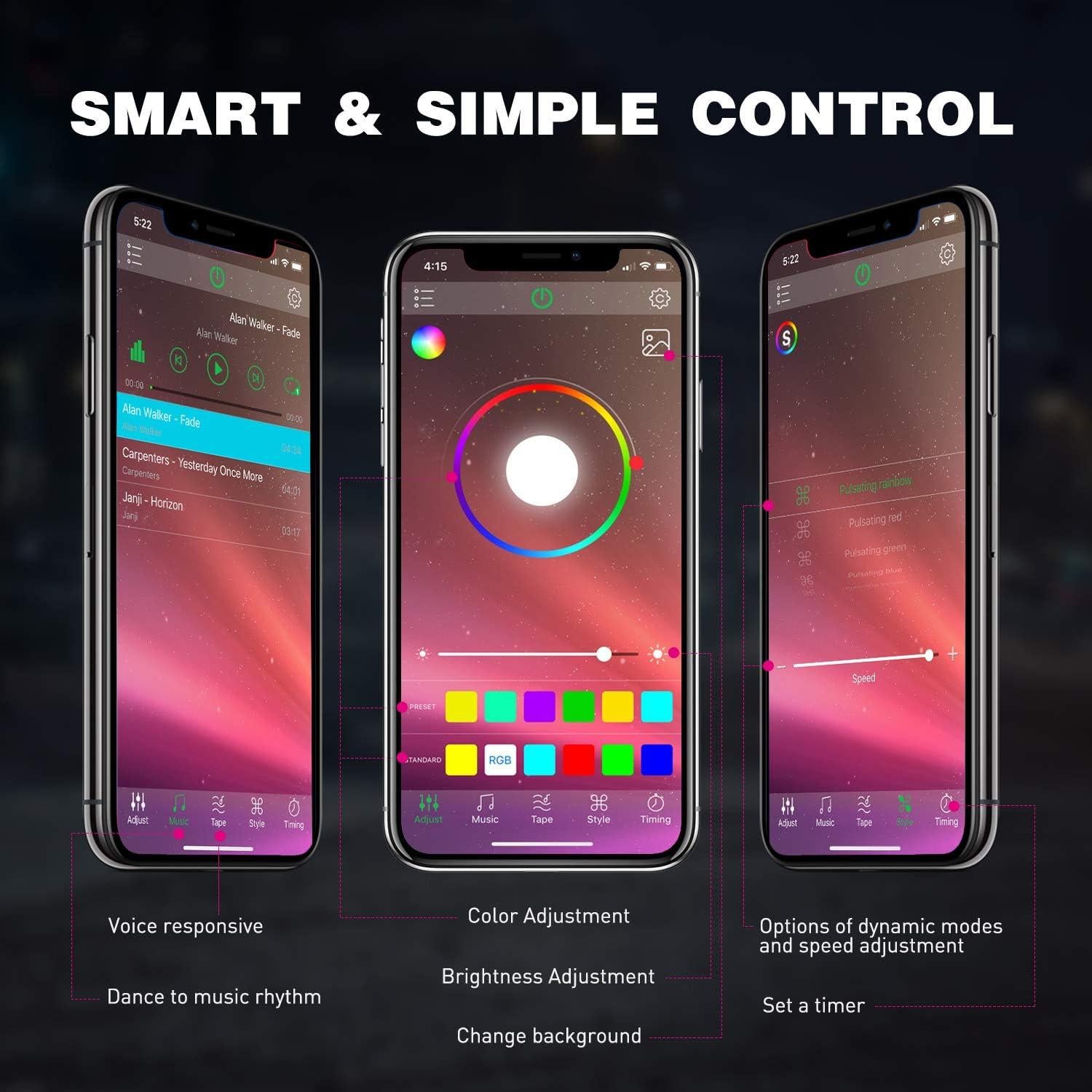 Kit de Luces LED RGB Nilight 4 Pods Bluetooth Impermeables