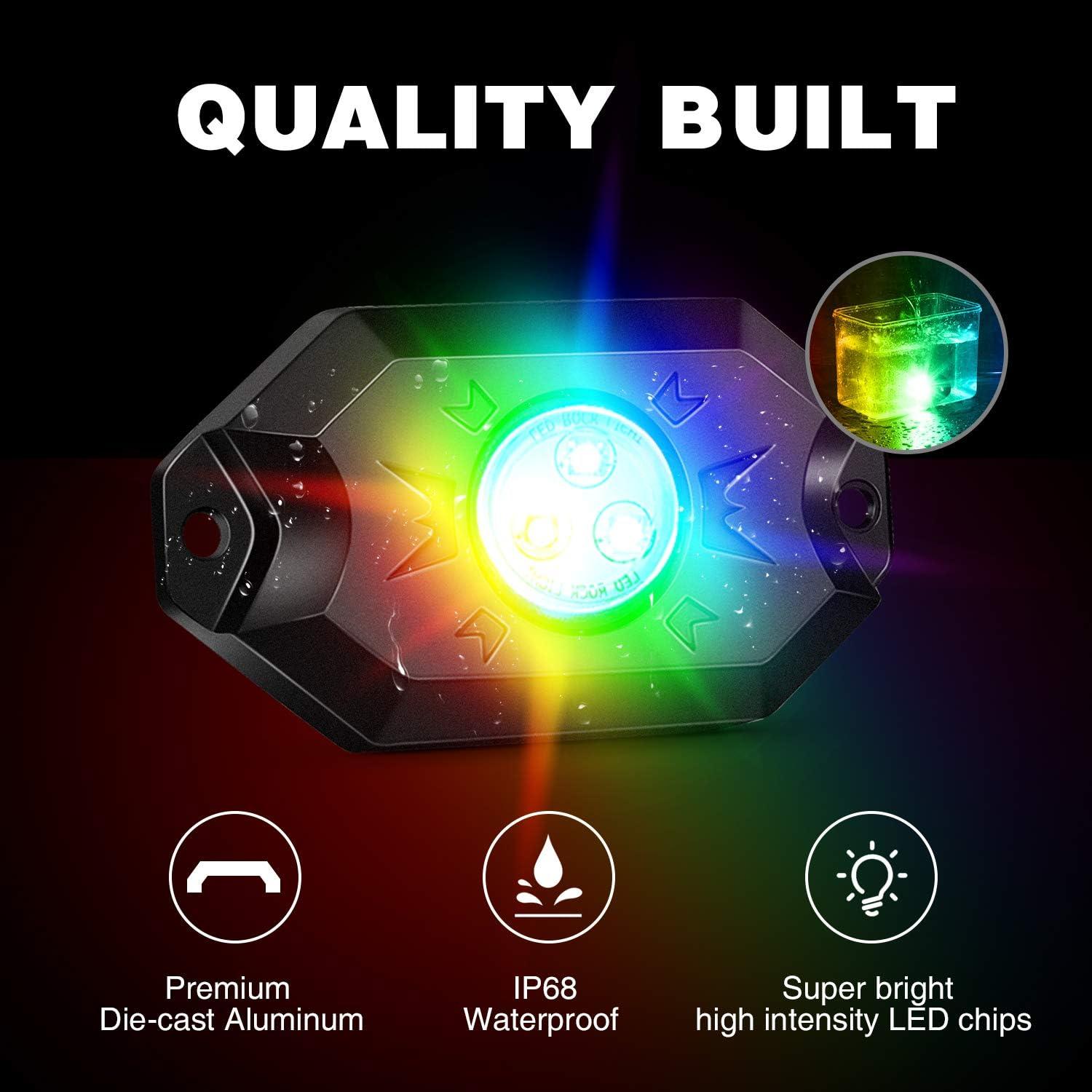 Kit de Luces LED RGB Nilight 4 Pods Bluetooth Impermeables