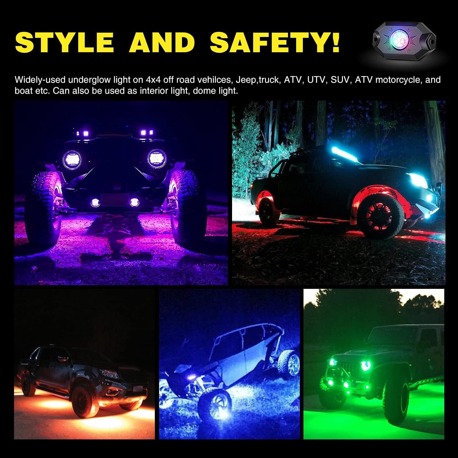 Kit de Luces LED RGB Nilight 4 Pods Bluetooth Impermeables