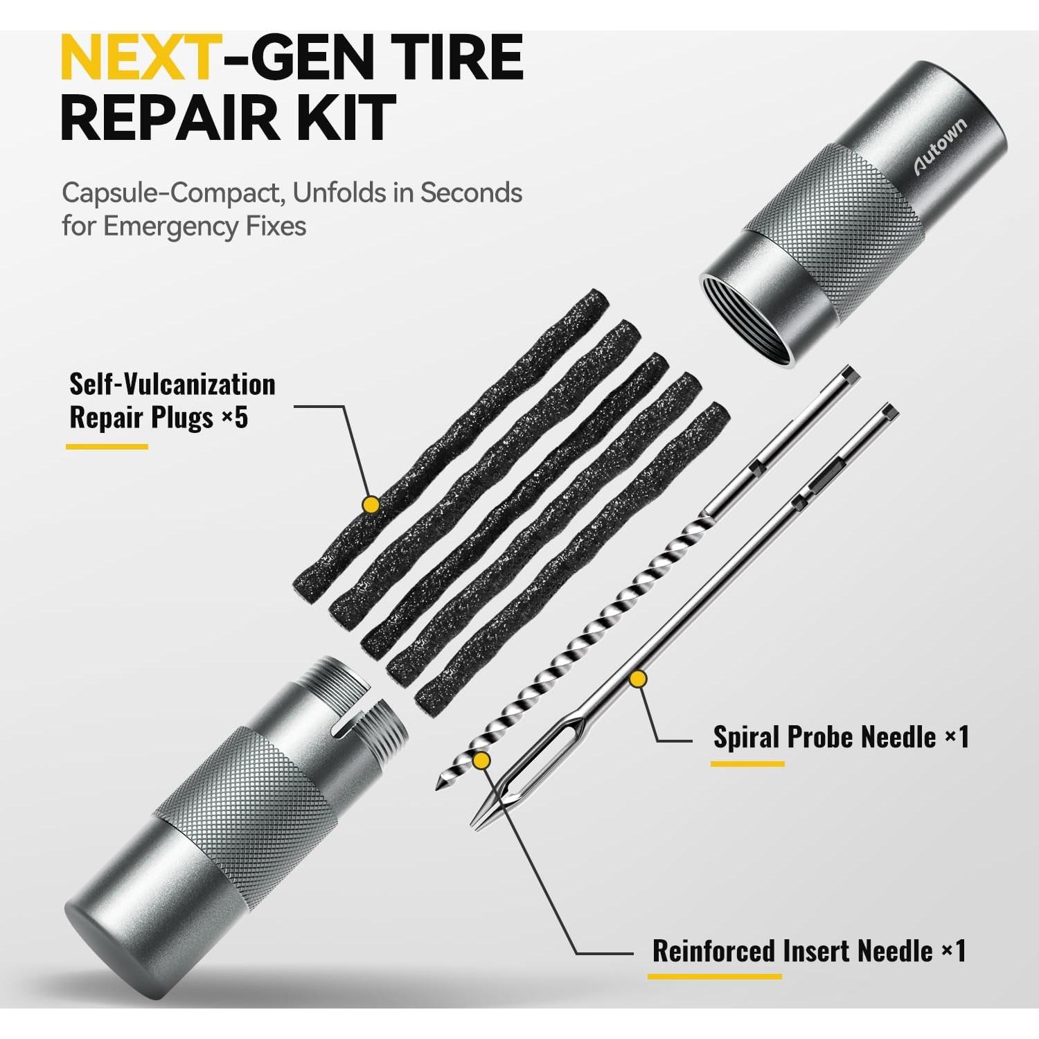 Kit de Reparación de Neumáticos Compacto AUTOWN CTRT36 68 Piezas