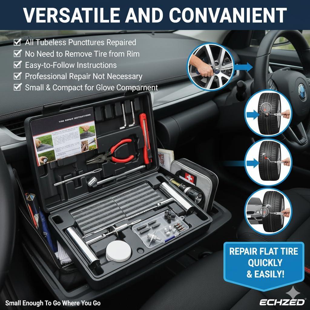 Kit de Reparación de Neumáticos ECHZED 68 Piezas Universal