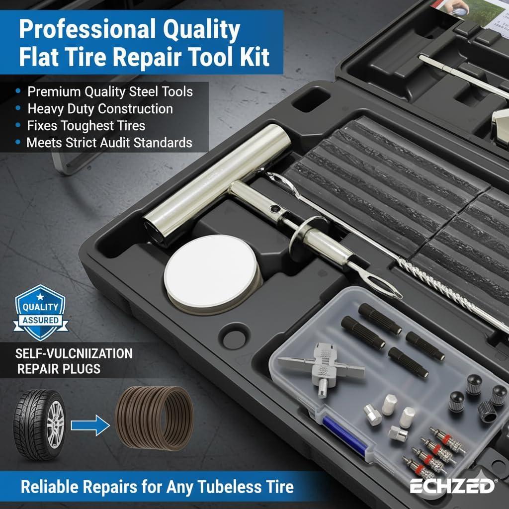 Kit de Reparación de Neumáticos ECHZED 68 Piezas Universal