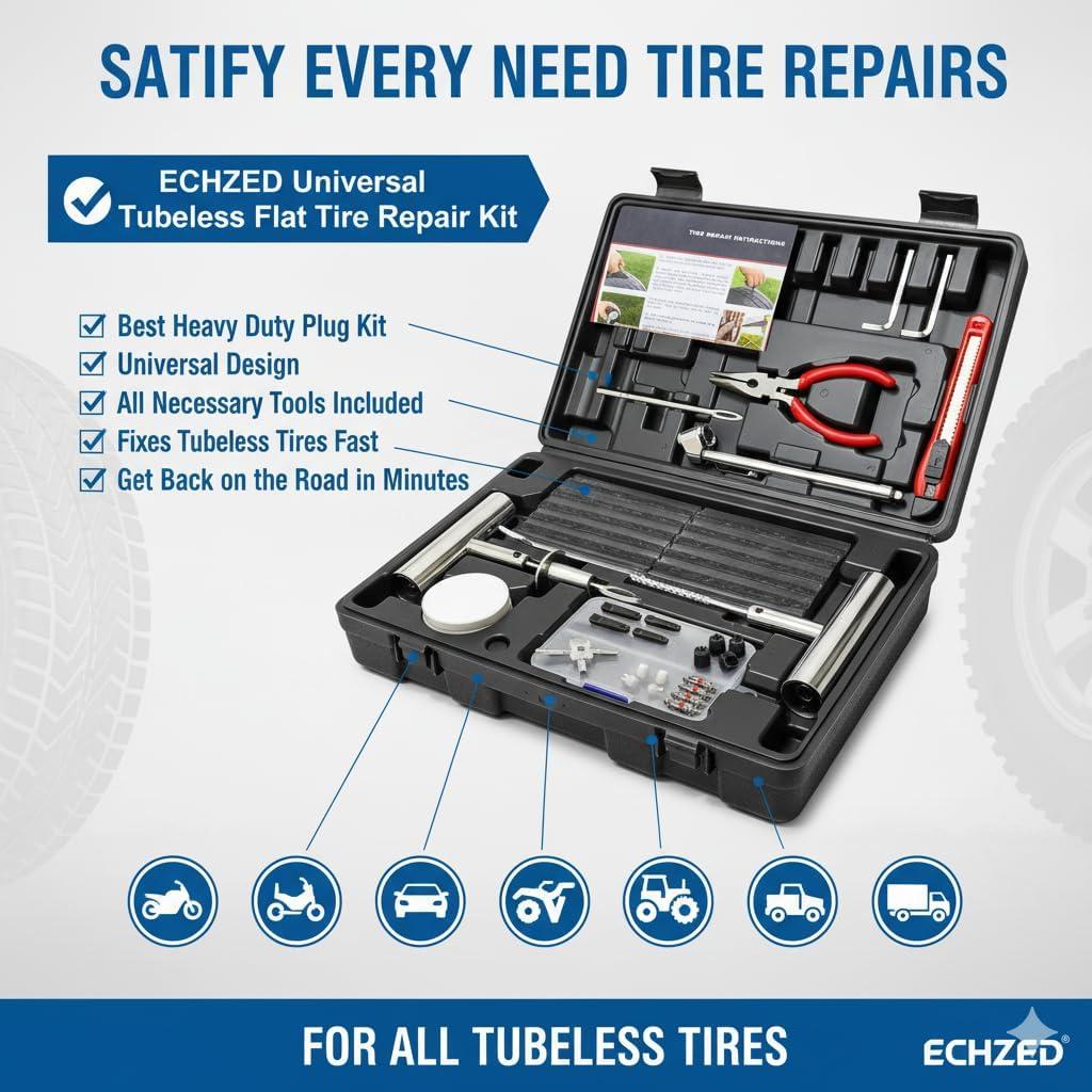 Kit de Reparación de Neumáticos ECHZED 68 Piezas Universal