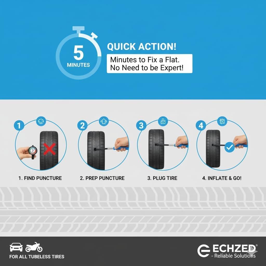 Kit de Reparación de Neumáticos ECHZED 68 Piezas Universal