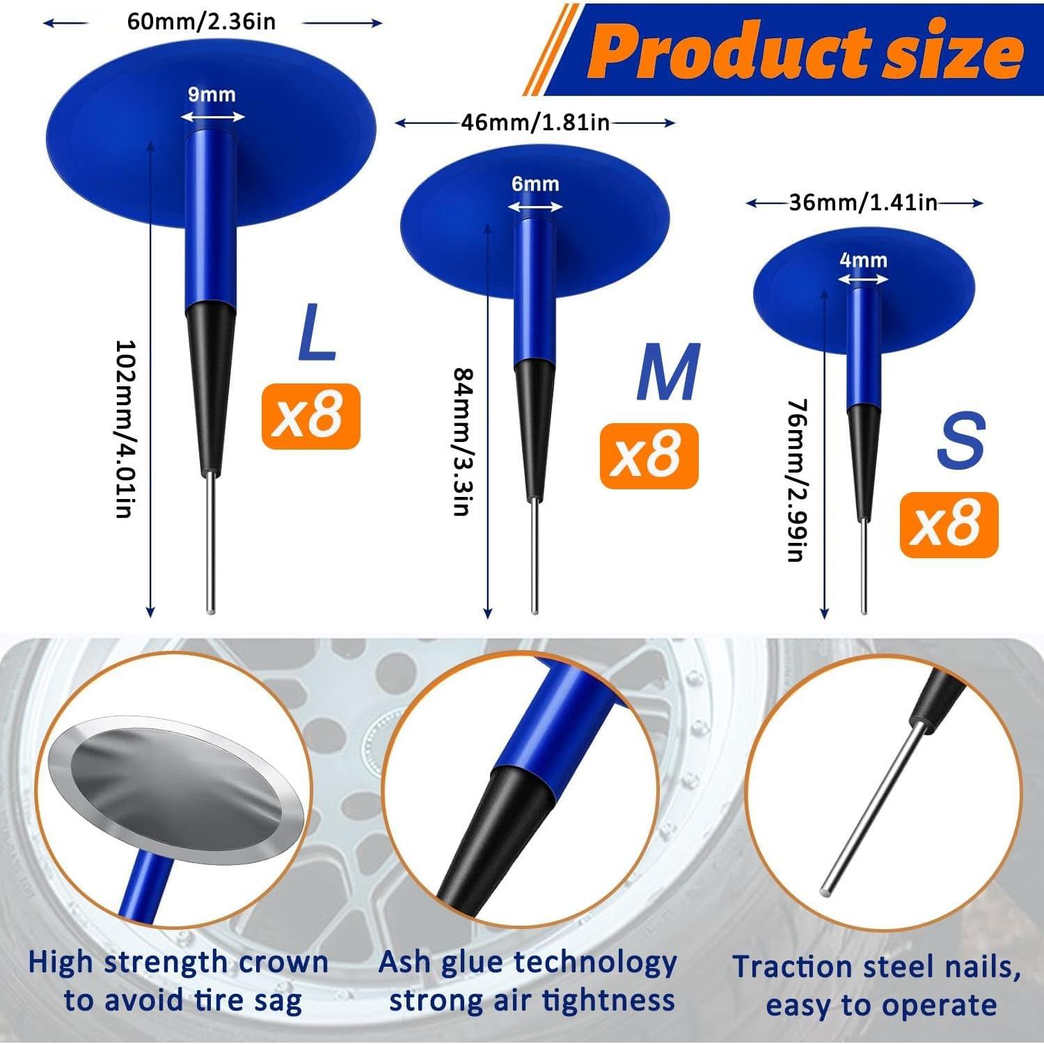 Kit de Parches de Neumáticos Z-oneMart 24 Piezas 4-6-9mm