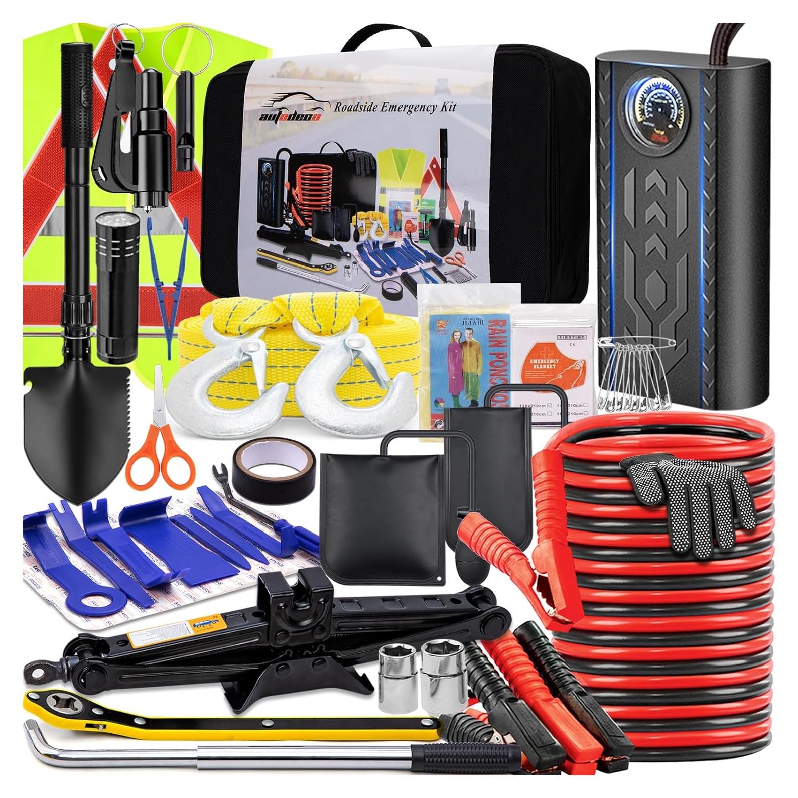 Kit de Emergencia en Carretera AUTODECO con Gato y Compresor