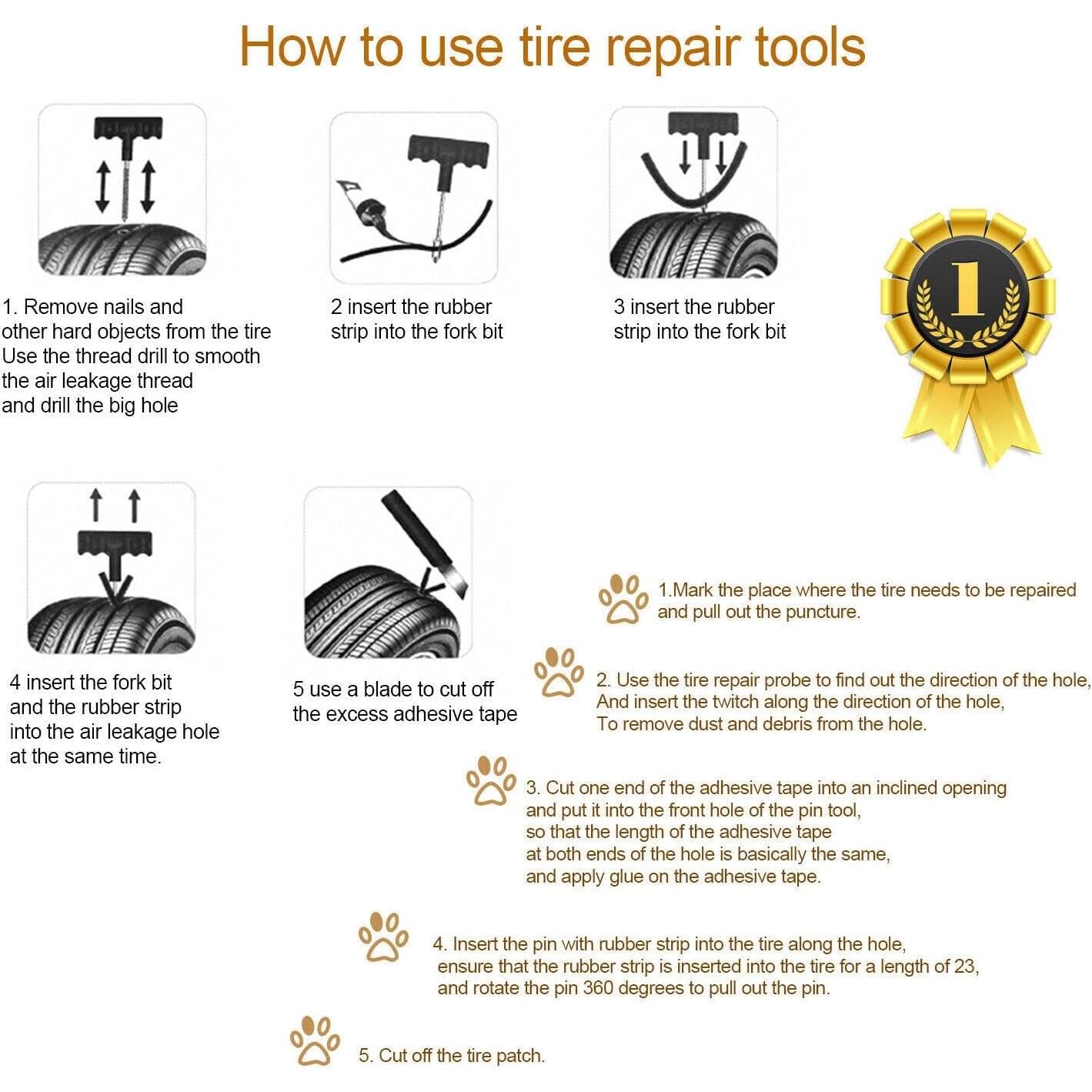 Kit de Reparación de Punciones Tubeless BKICKI para Neumáticos