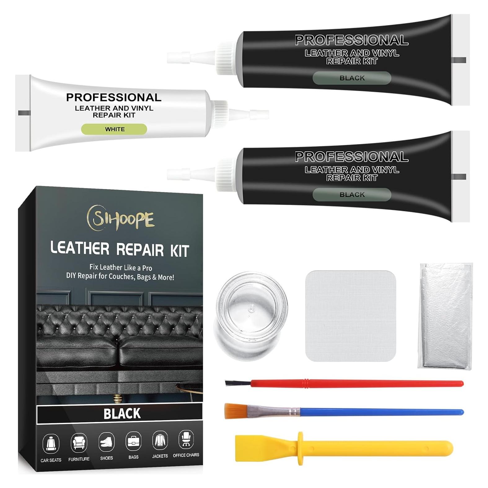 Kit de Reparación de Cuero SIHOOPE Negro - Restaura Muebles y Autos