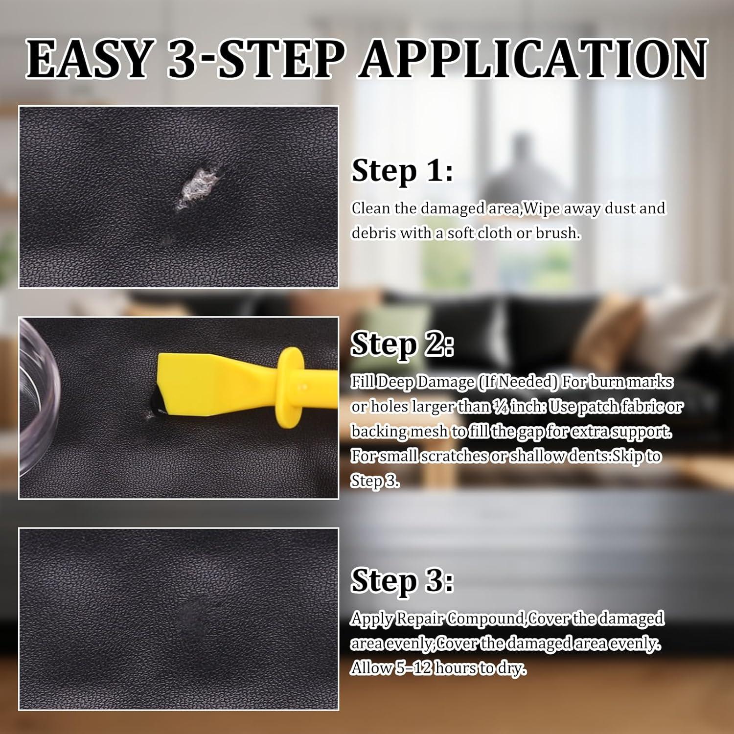 Kit de Reparación de Cuero SIHOOPE Negro - Restaura Muebles y Autos