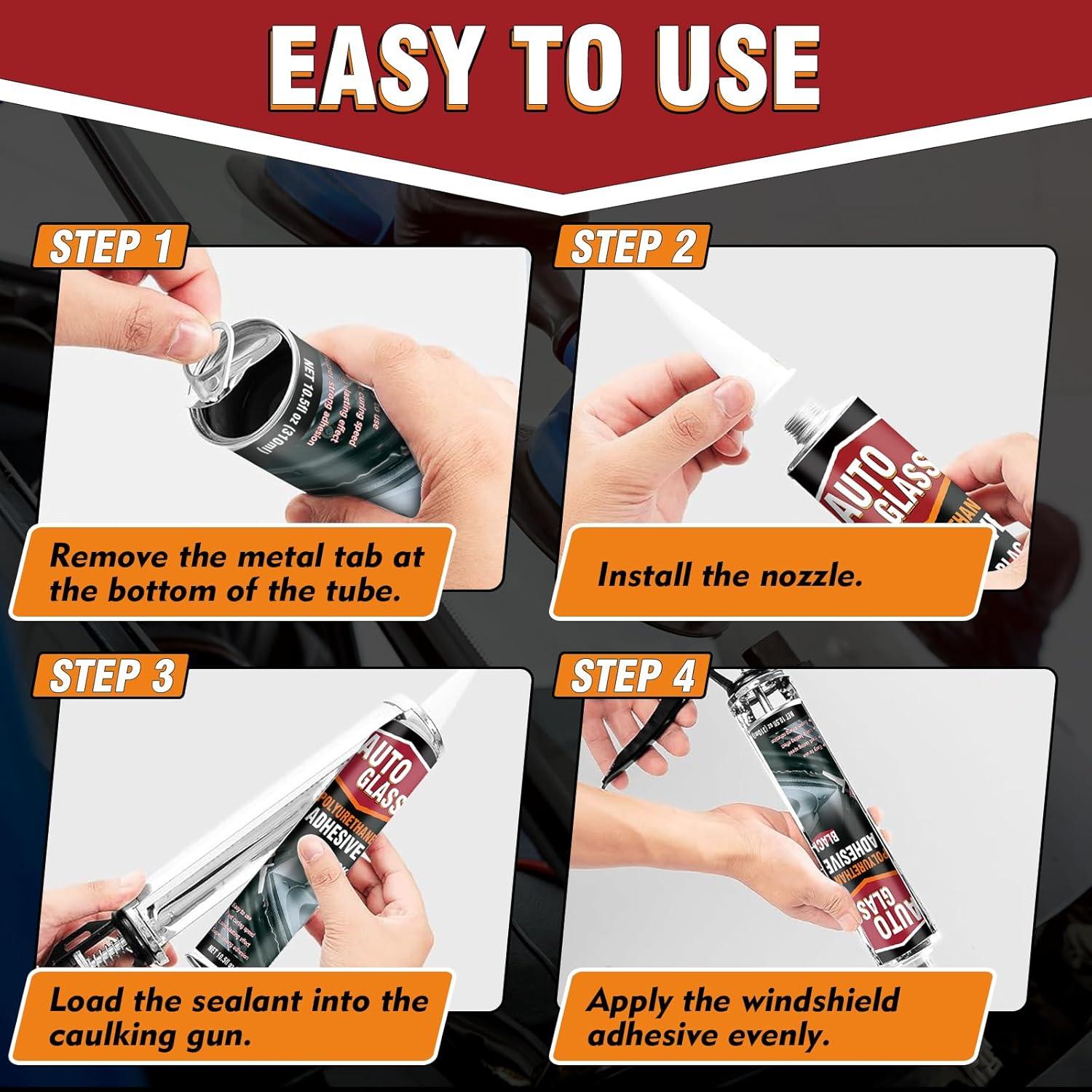 Sellador de Parabrisas Erigathe 310ml - Poliuretano Negro, Rápido