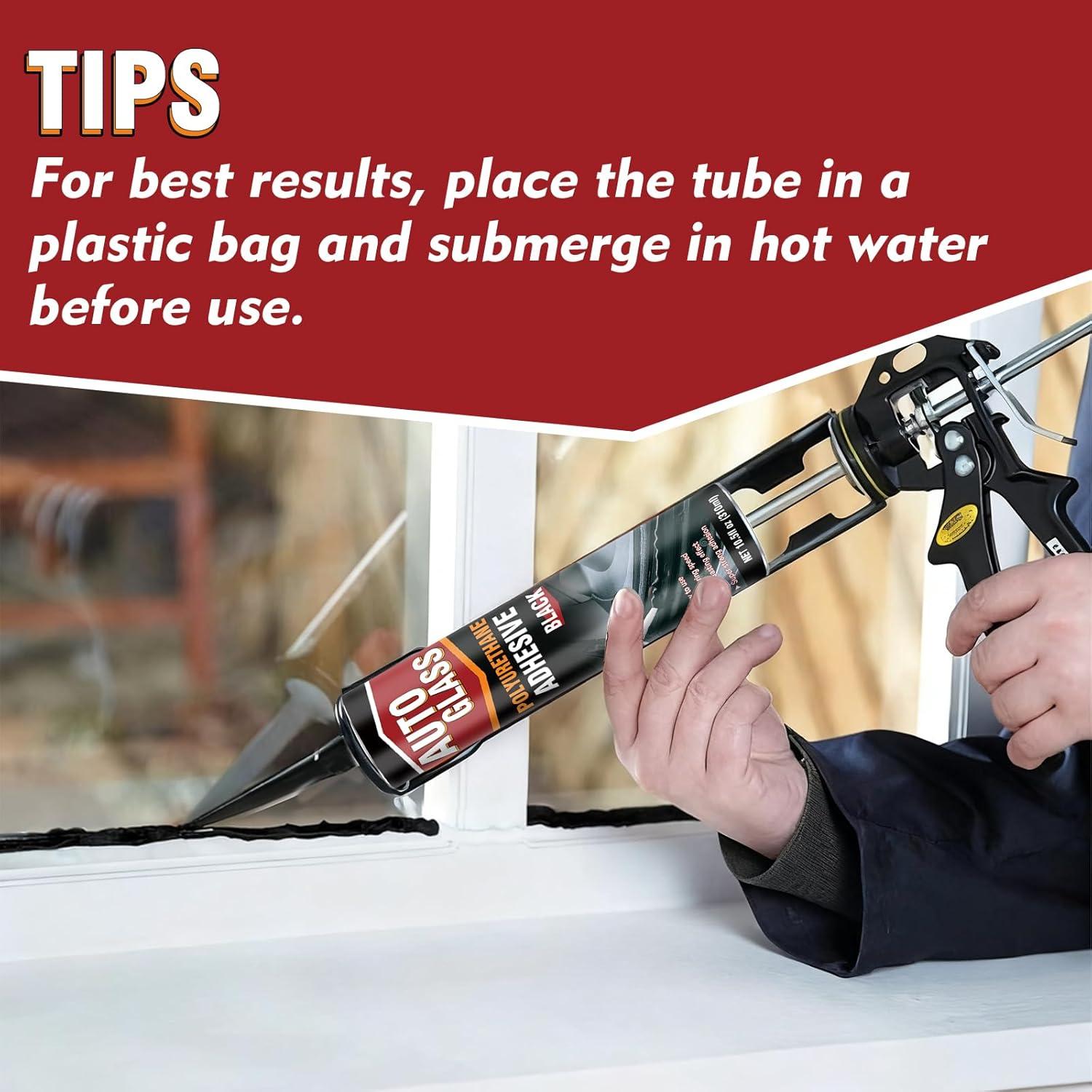 Sellador de Parabrisas Erigathe 310ml - Poliuretano Negro, Rápido